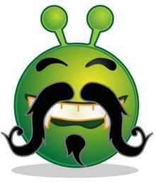 Smiley green alien moustache.svg