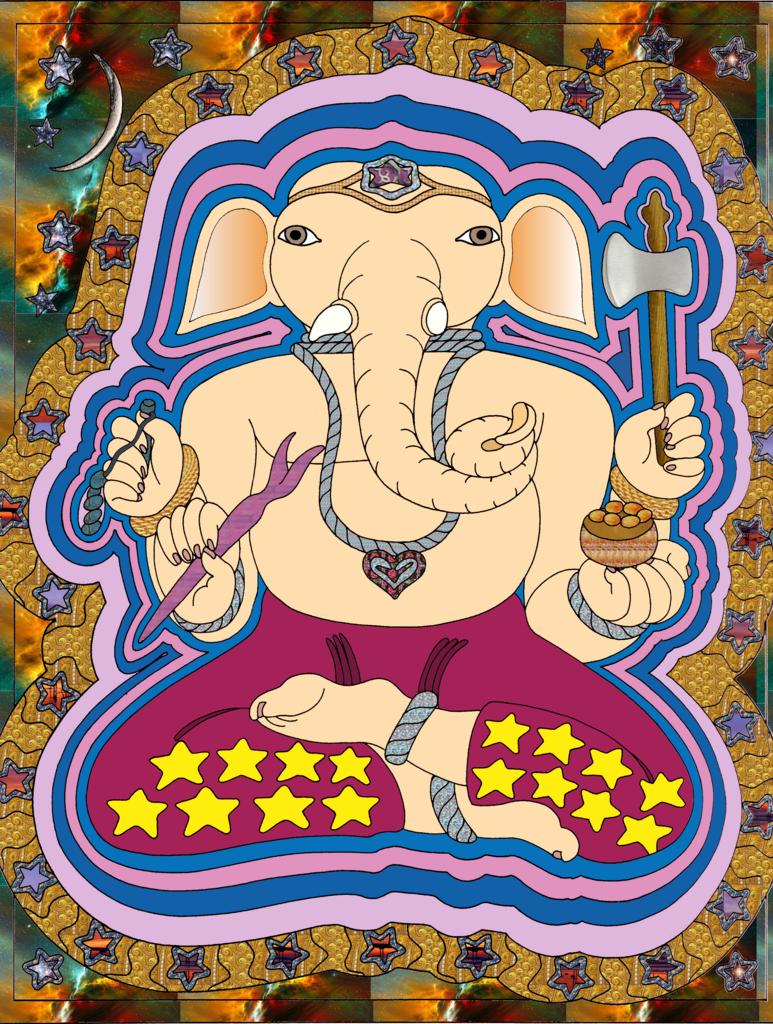 Индийский Бог слон Ганеша рисунок