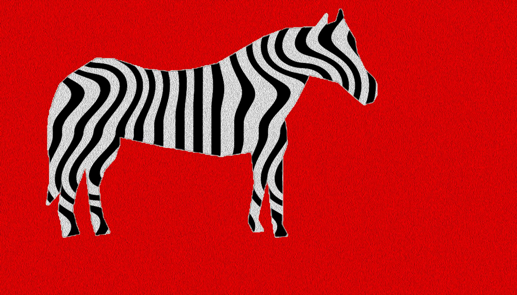 Зебра на Красном фоне