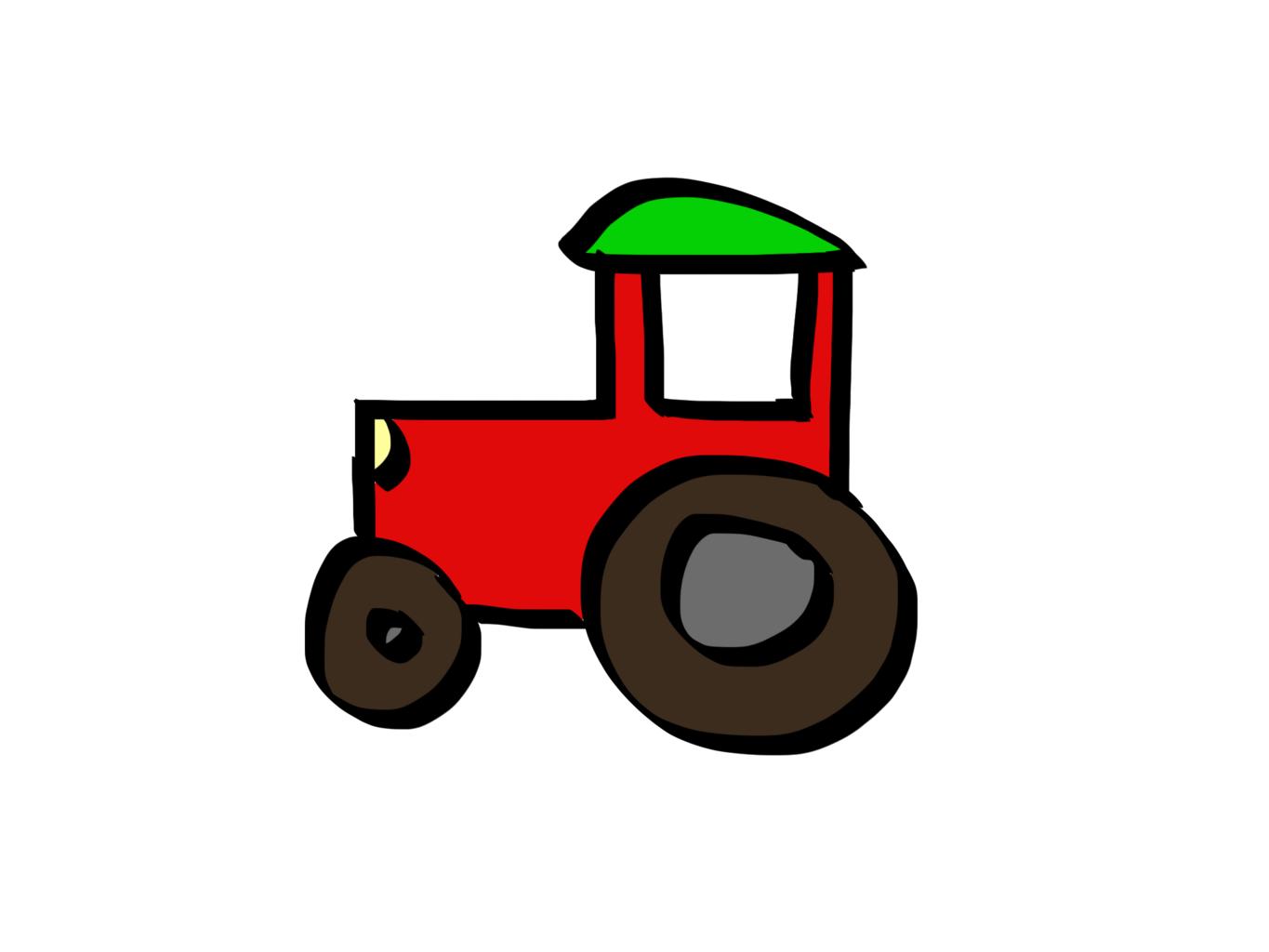 Трактор красный рисованный детский