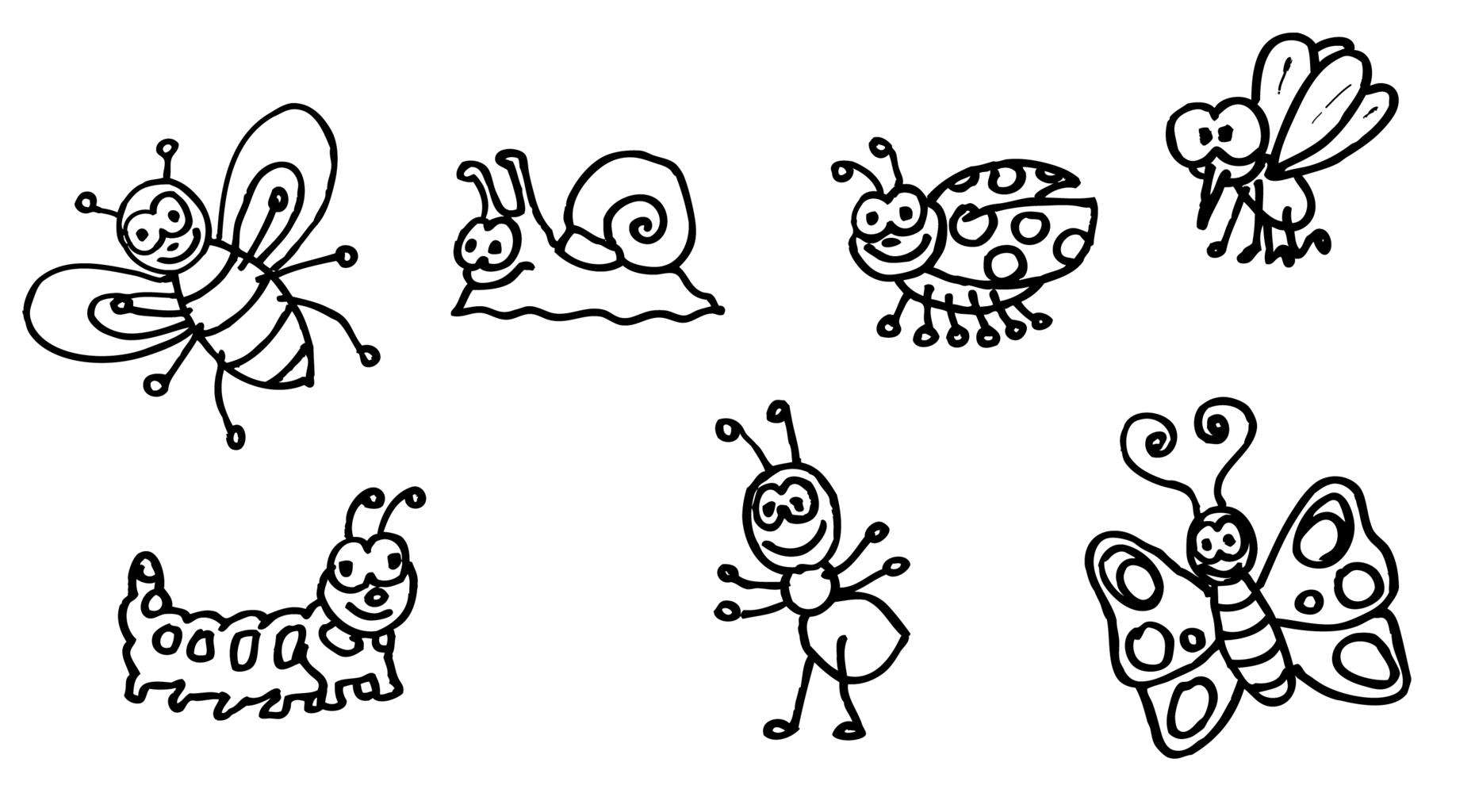 Контурный рисунок для малышей насекомое