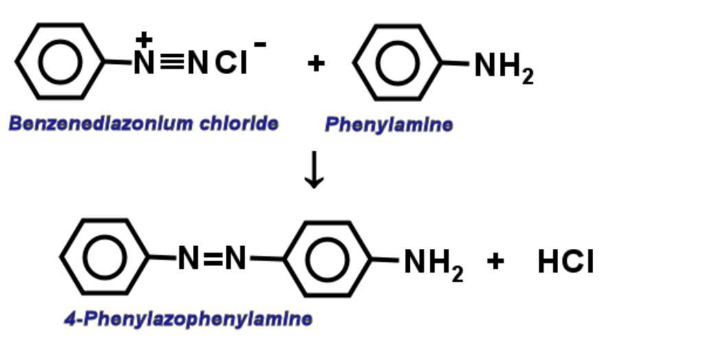 Реакция пара. Azo Coupling Reaction. Is phenylamine.