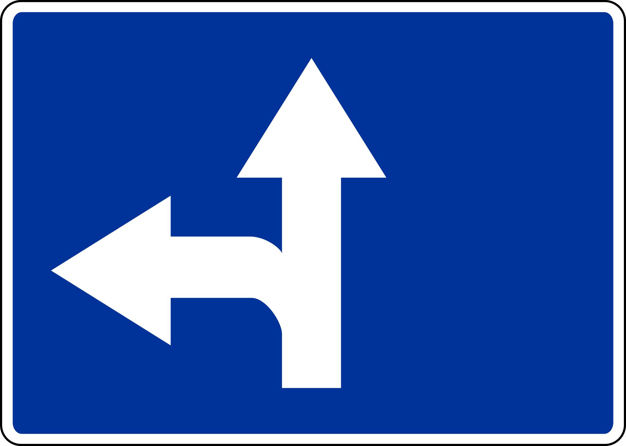 Дорожный знак движение прямо и налево