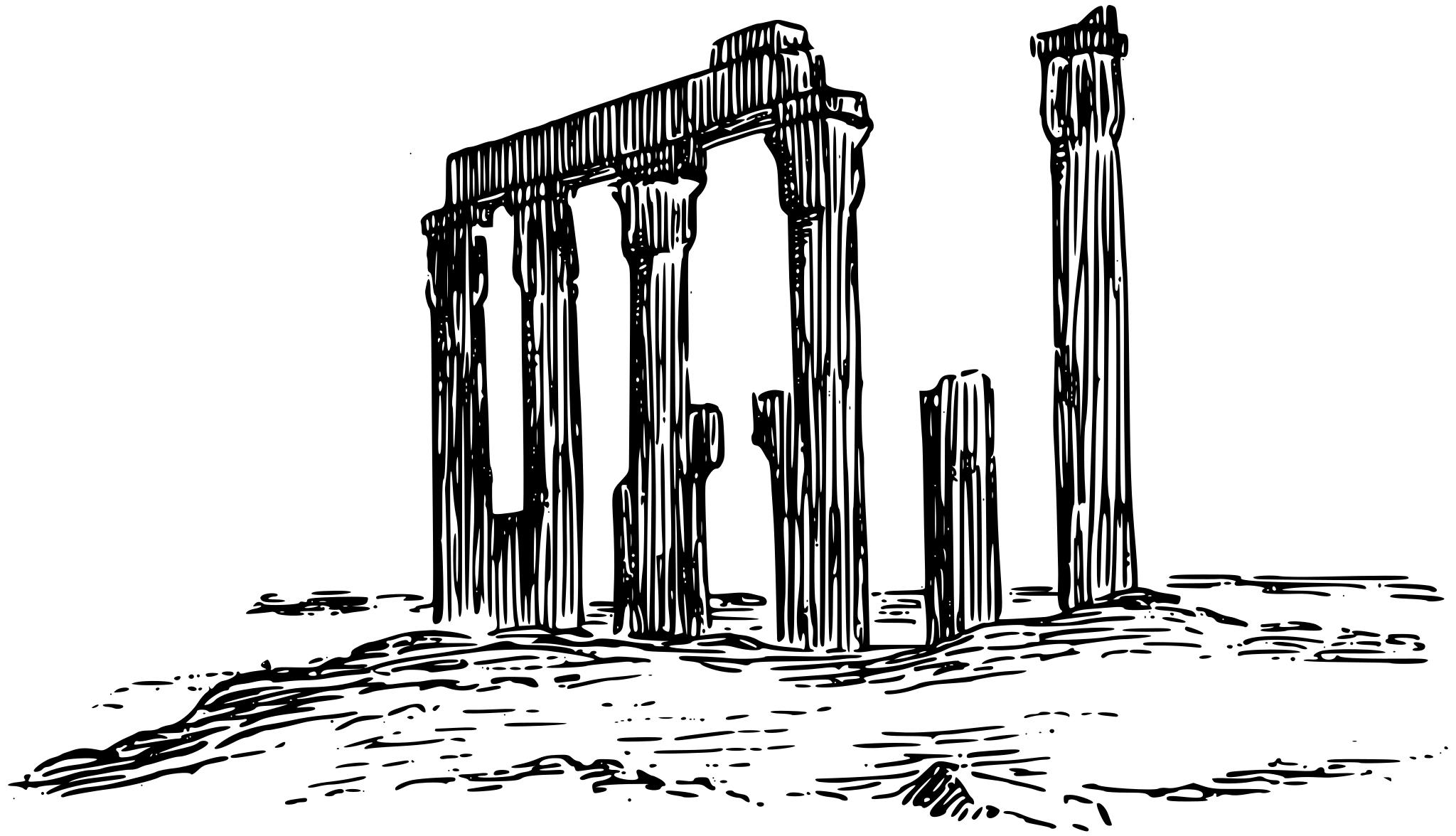 Развалины на белом фоне древние