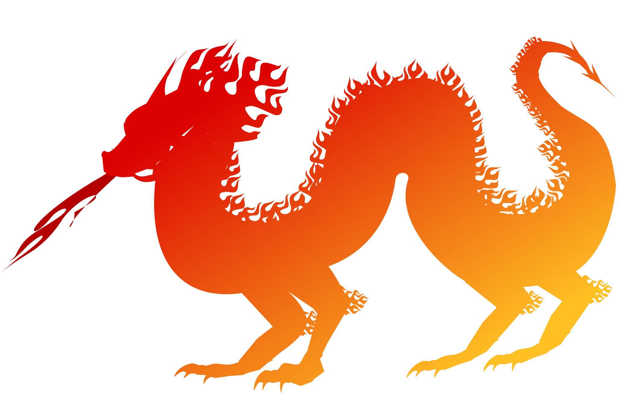 Красный китайский дракон на белом фоне