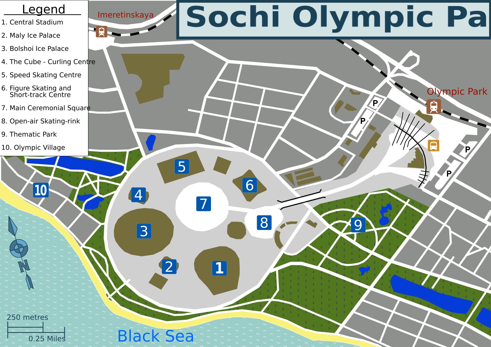 Олимпийский парк Сочи карта схема объектов