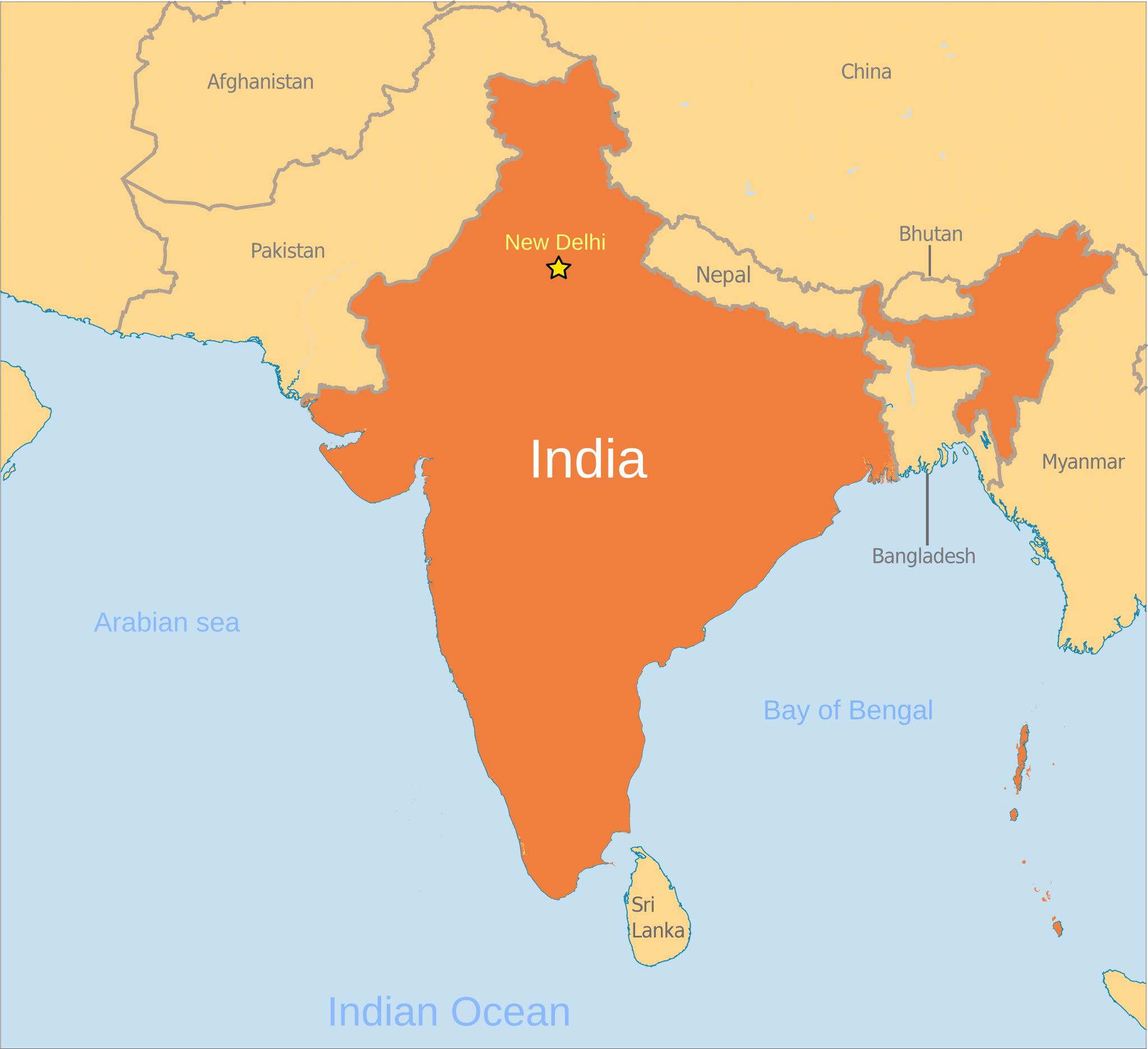где находится индия на карте мира