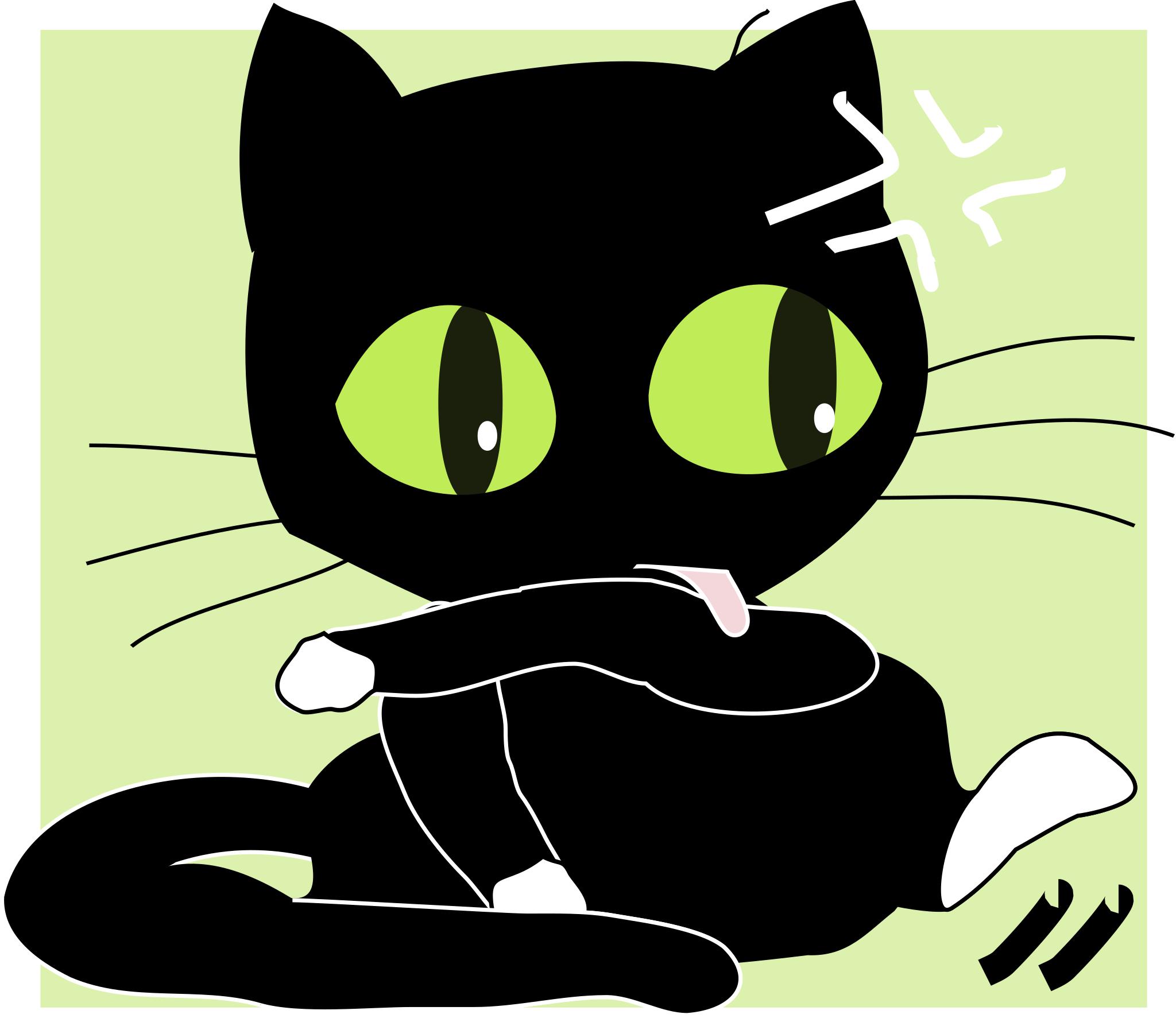 Черная кошка с зелеными глазами рисунок
