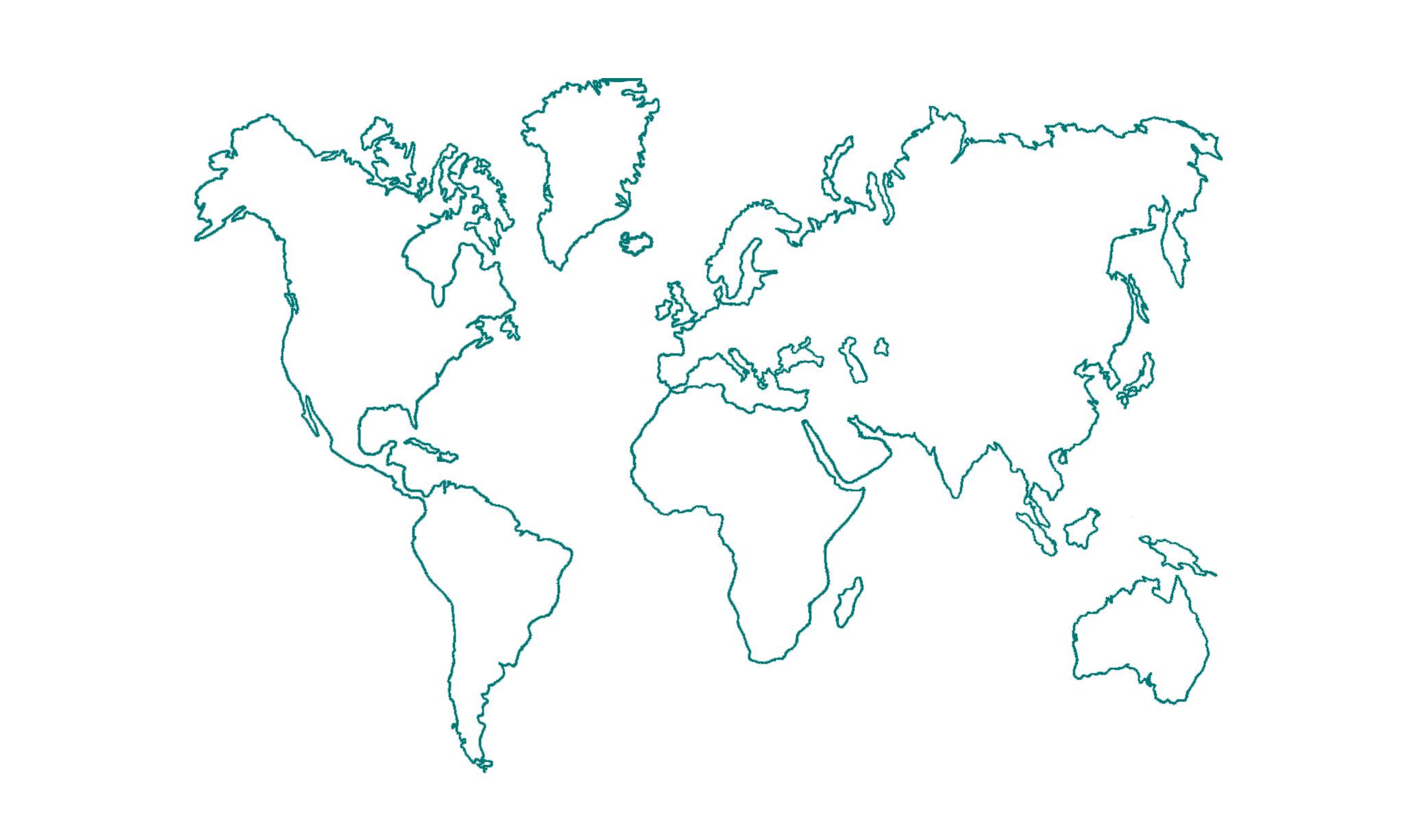 Карта мира контур без фона