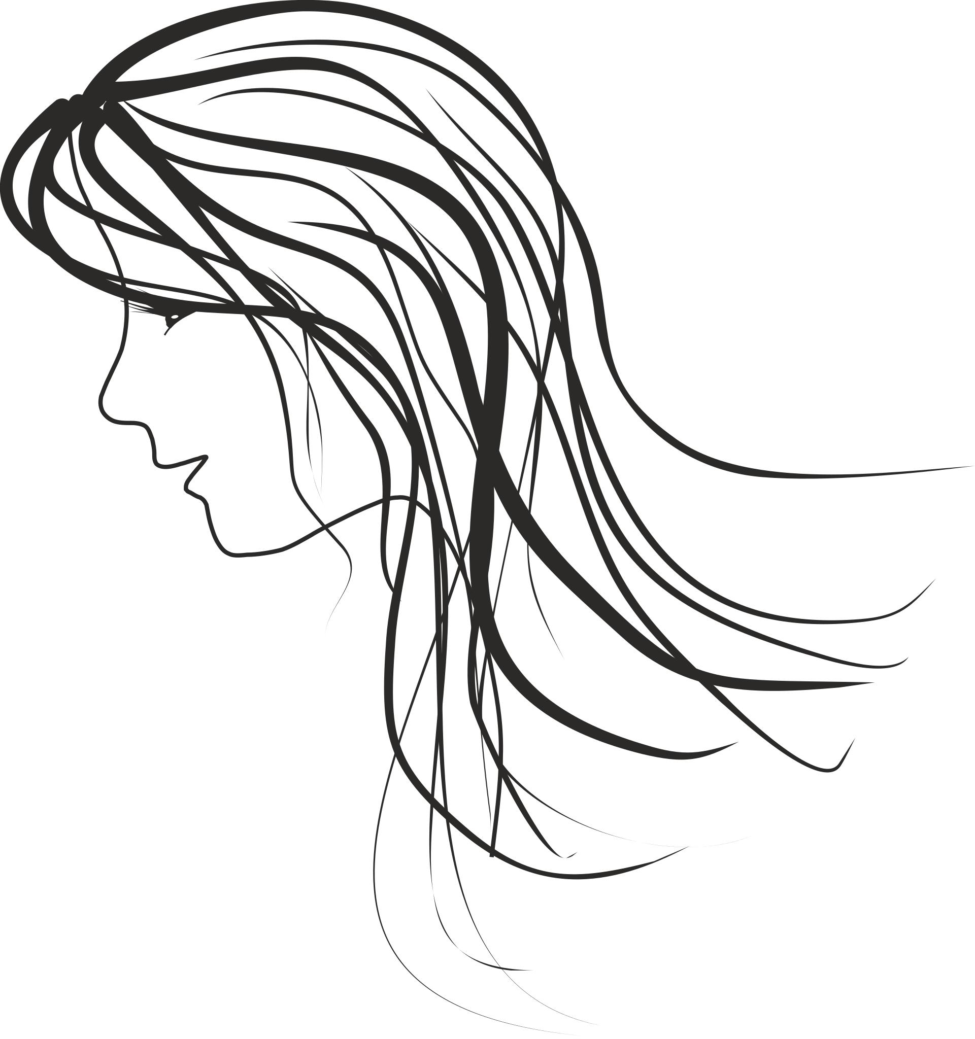Контур женской головы с волосами