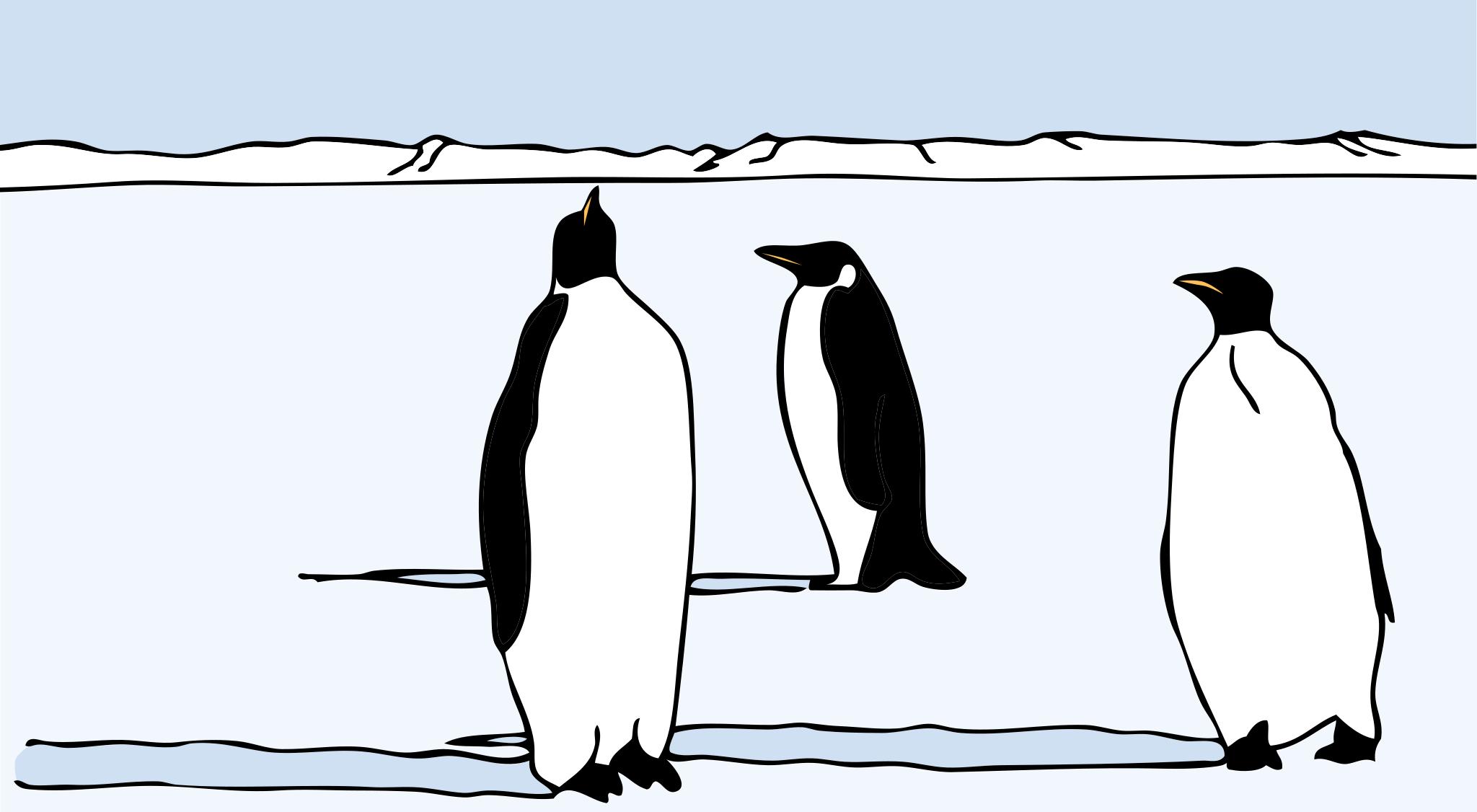 Пингвин на льдине контур