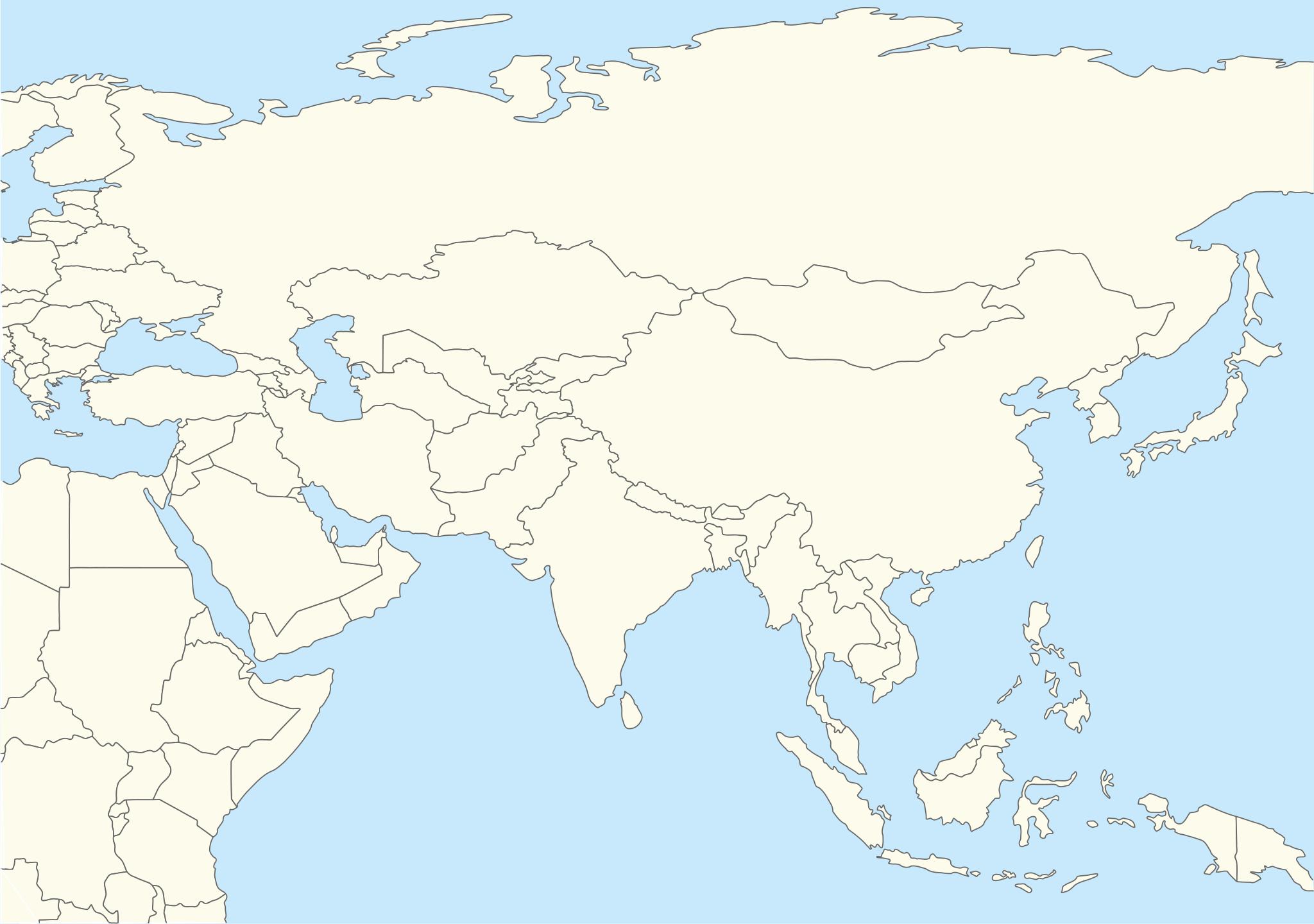 Пустая карта Азии