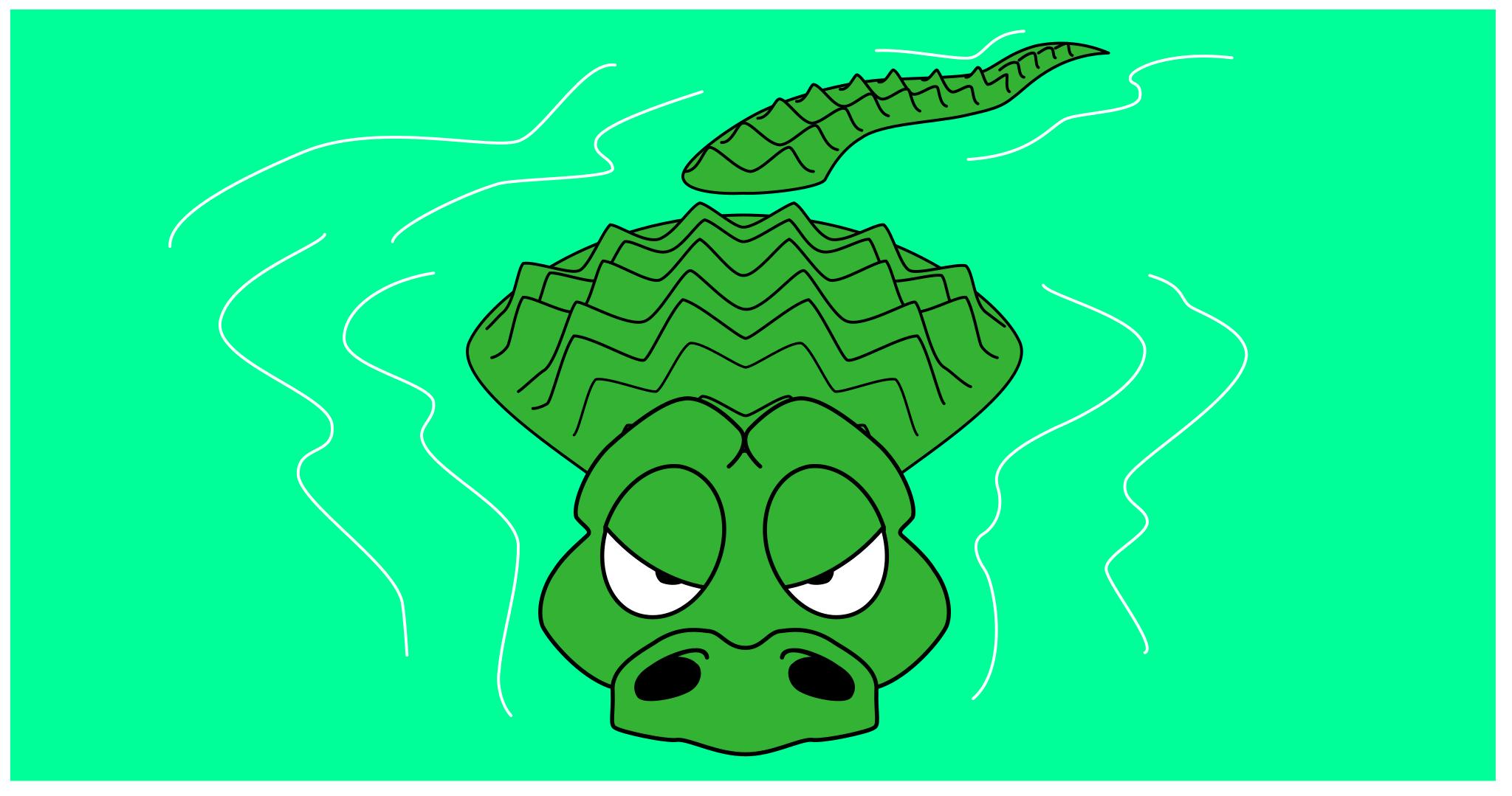 Крокодил в воде рисунок