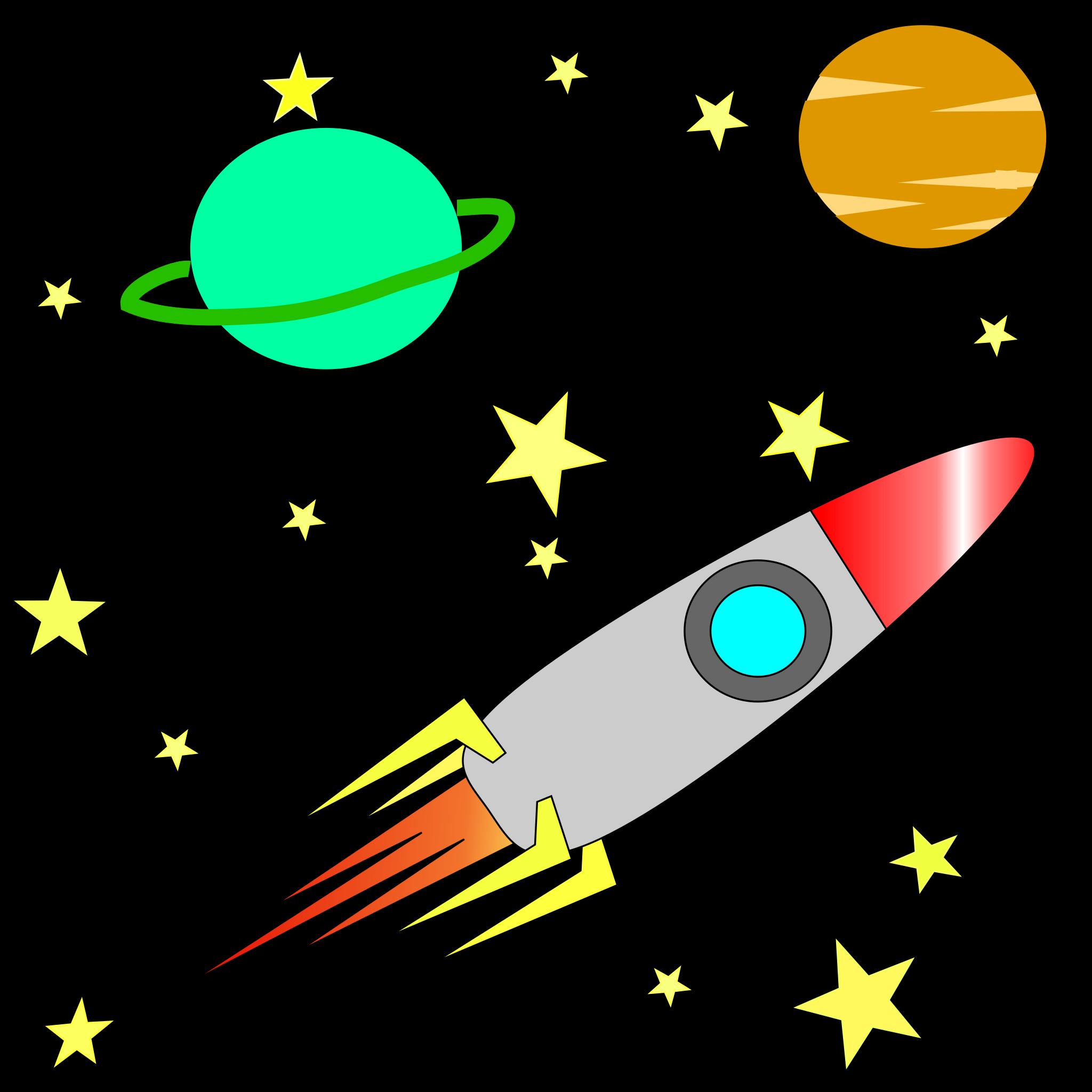 Рисунок ракеты для детей в космосе