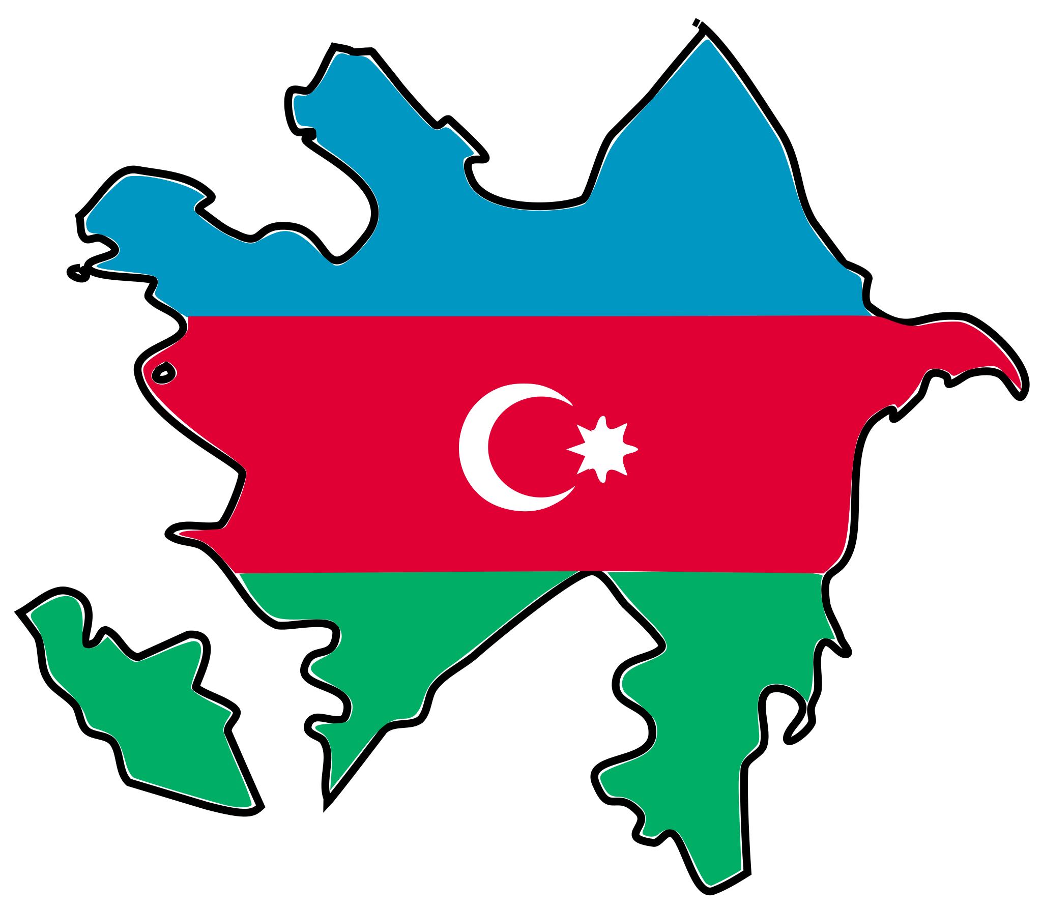 Карта Азербайджана с флагом