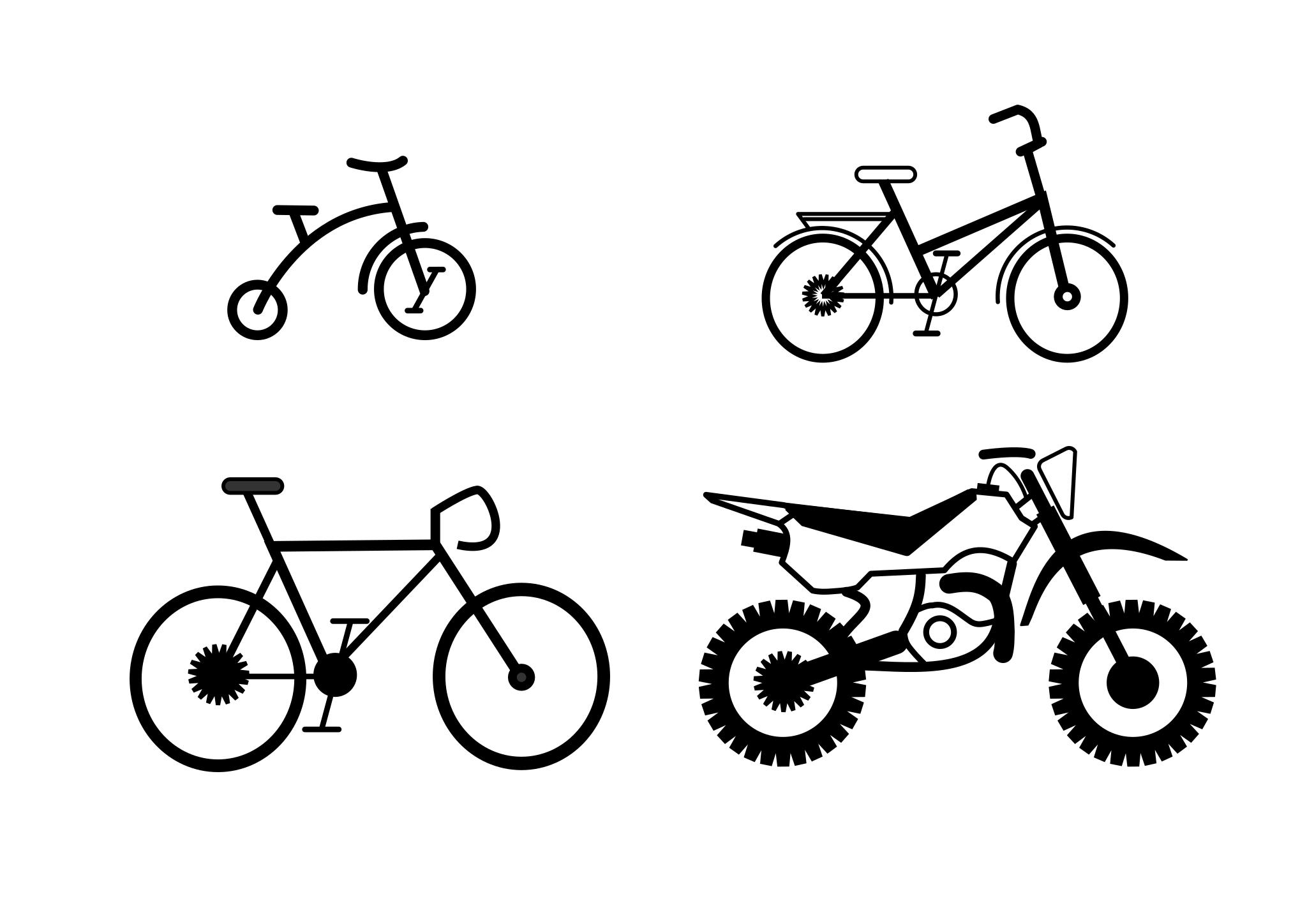 Велосипед и мотоцикл вектор