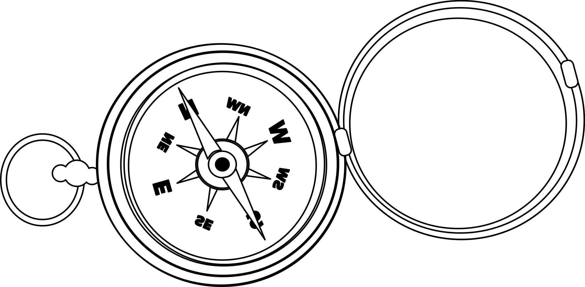 Компас картинка черно белая для детей