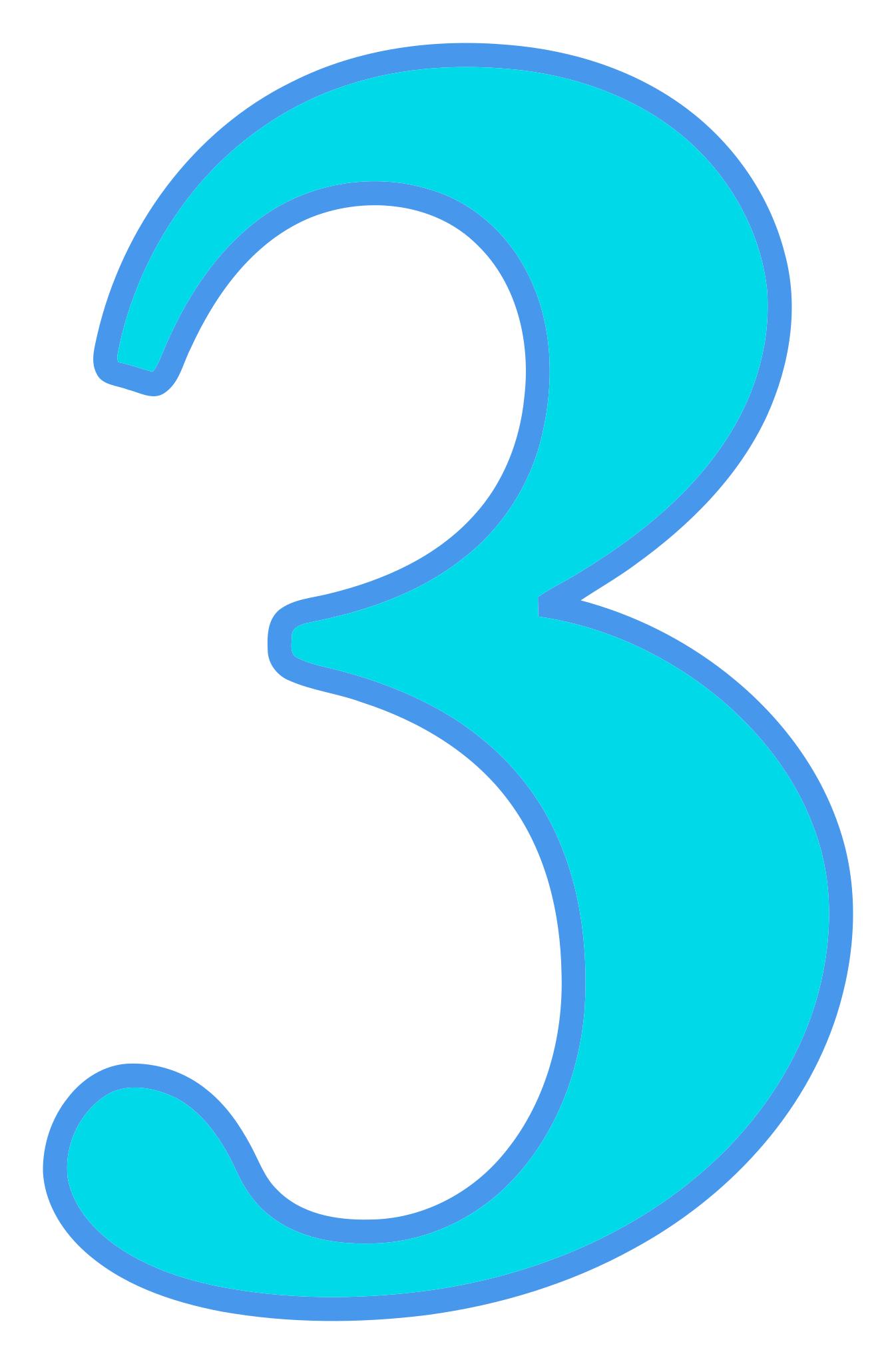 Цифра 3 голубая