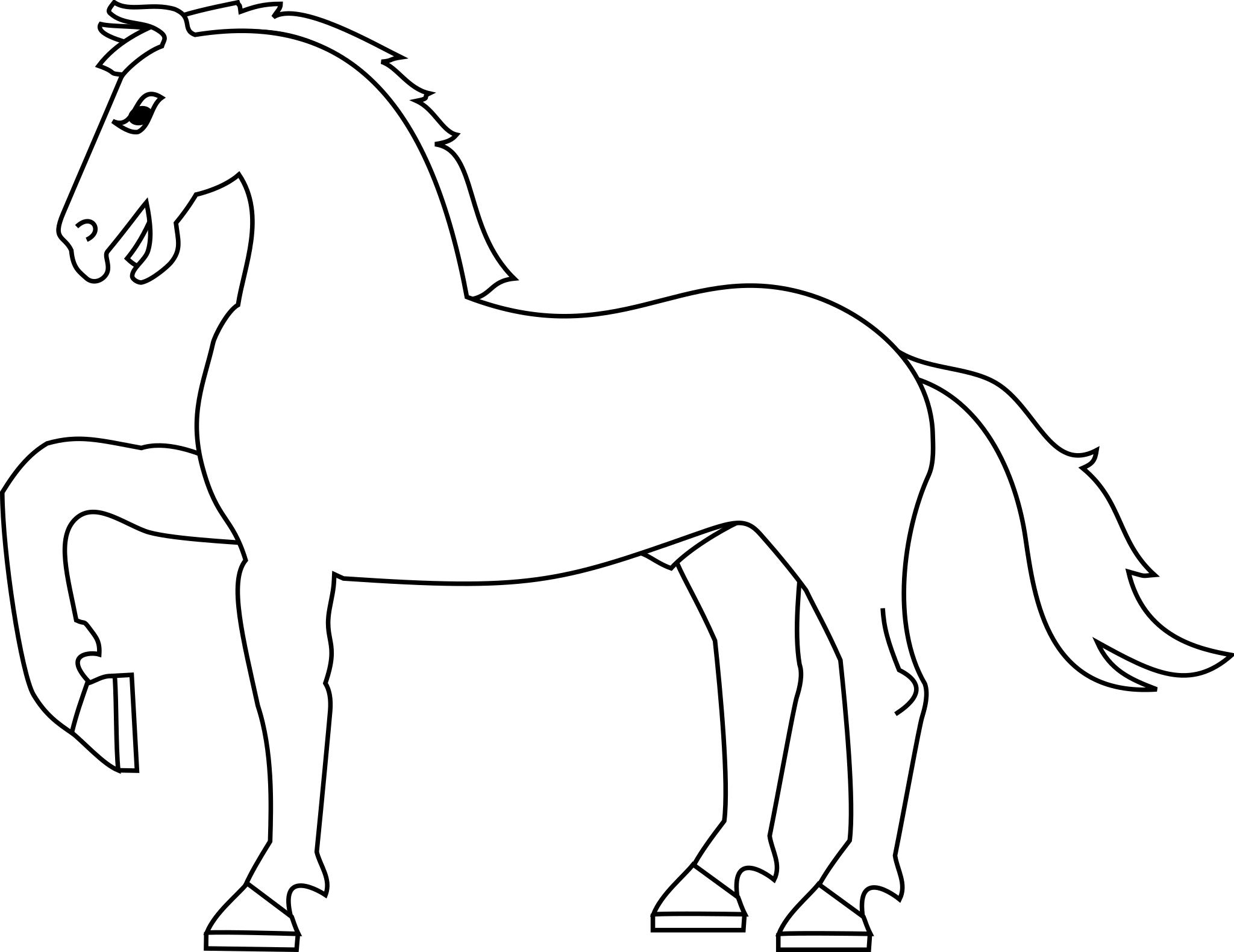 Лошадь контурный рисунок