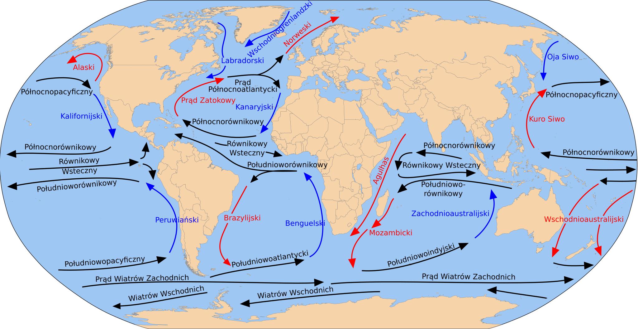 Течение Гольфстрим на карте мирового океана