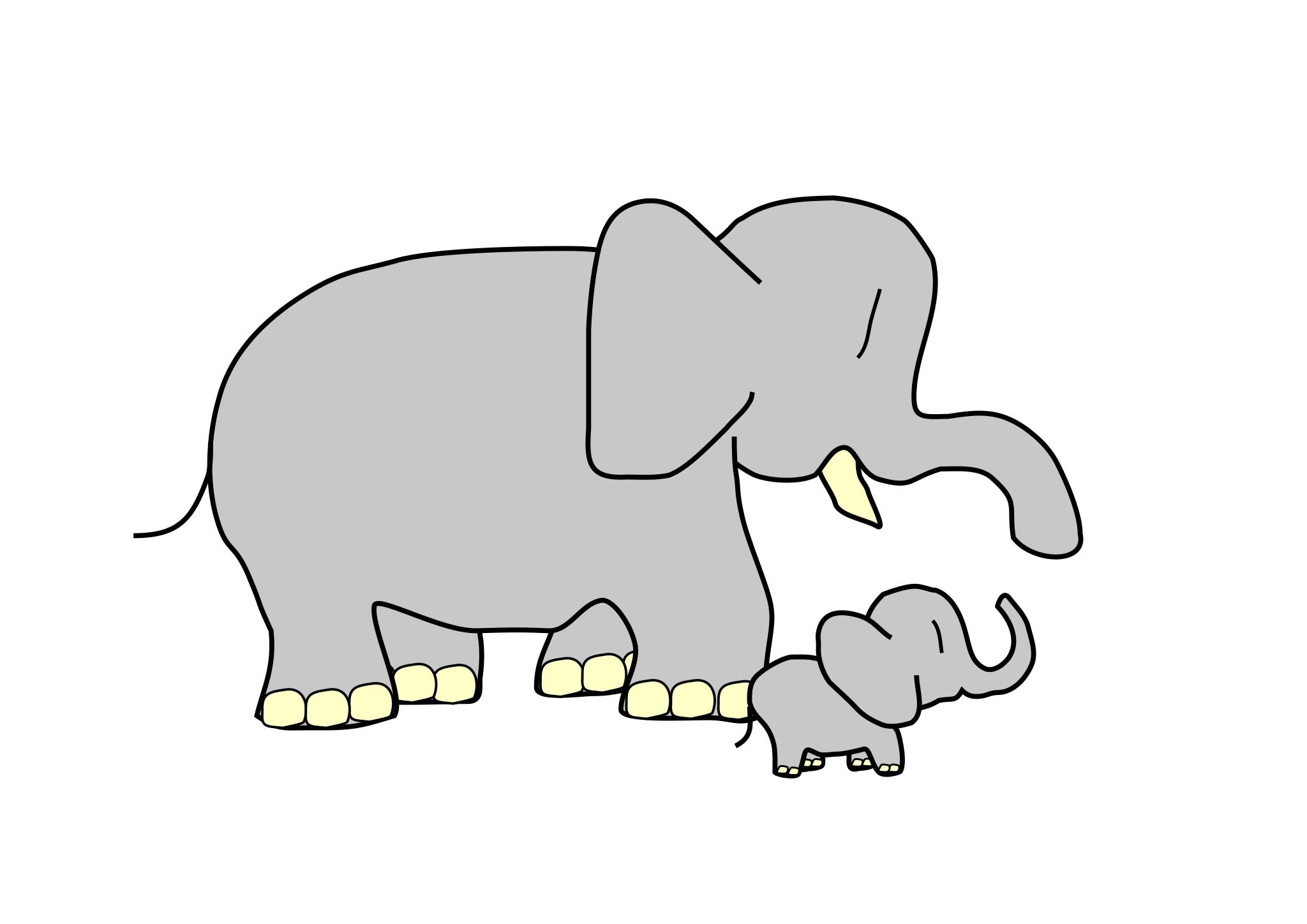 Шаблон слон со слоненком