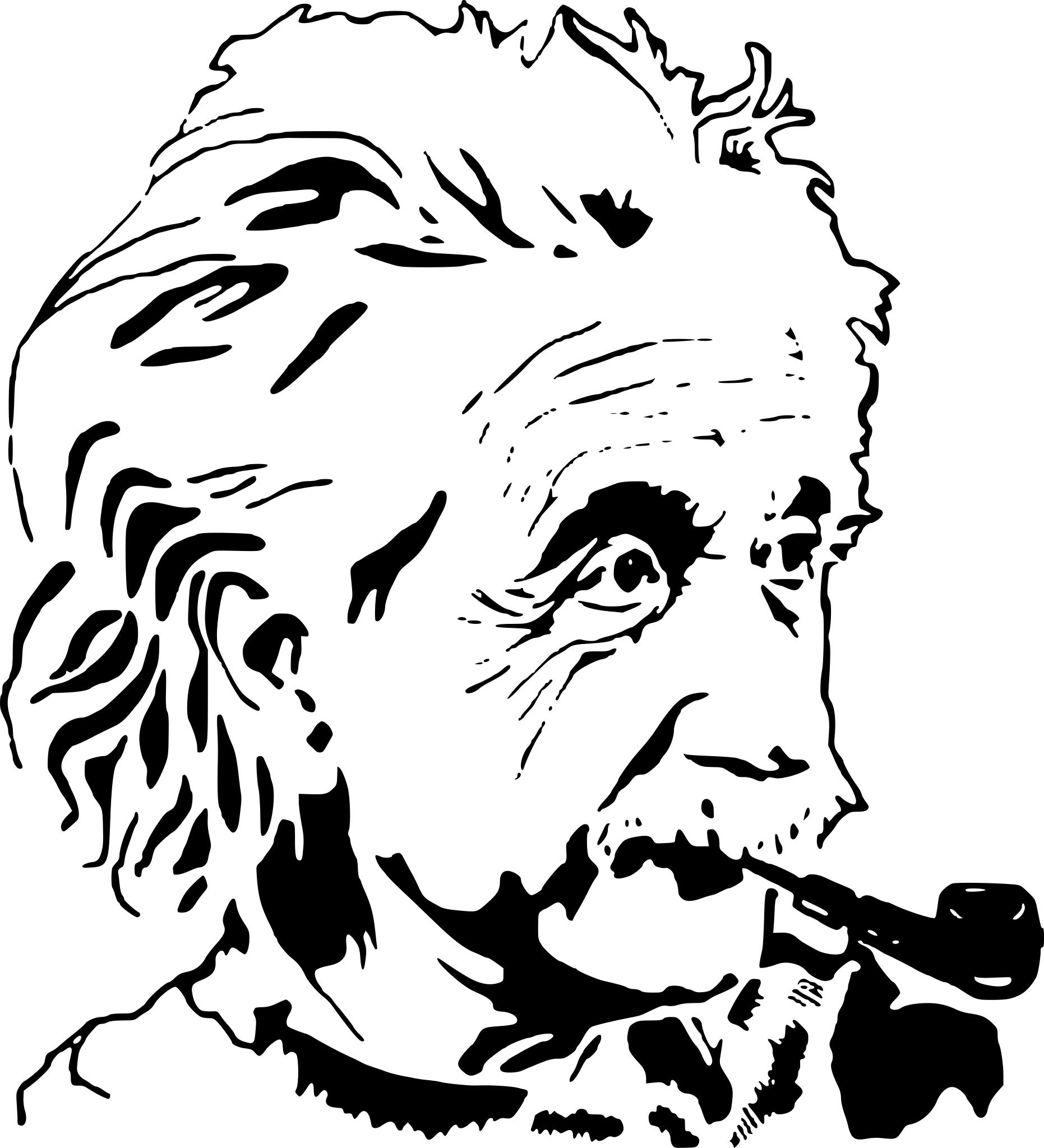 Альберт Эйнштейн на белом фоне