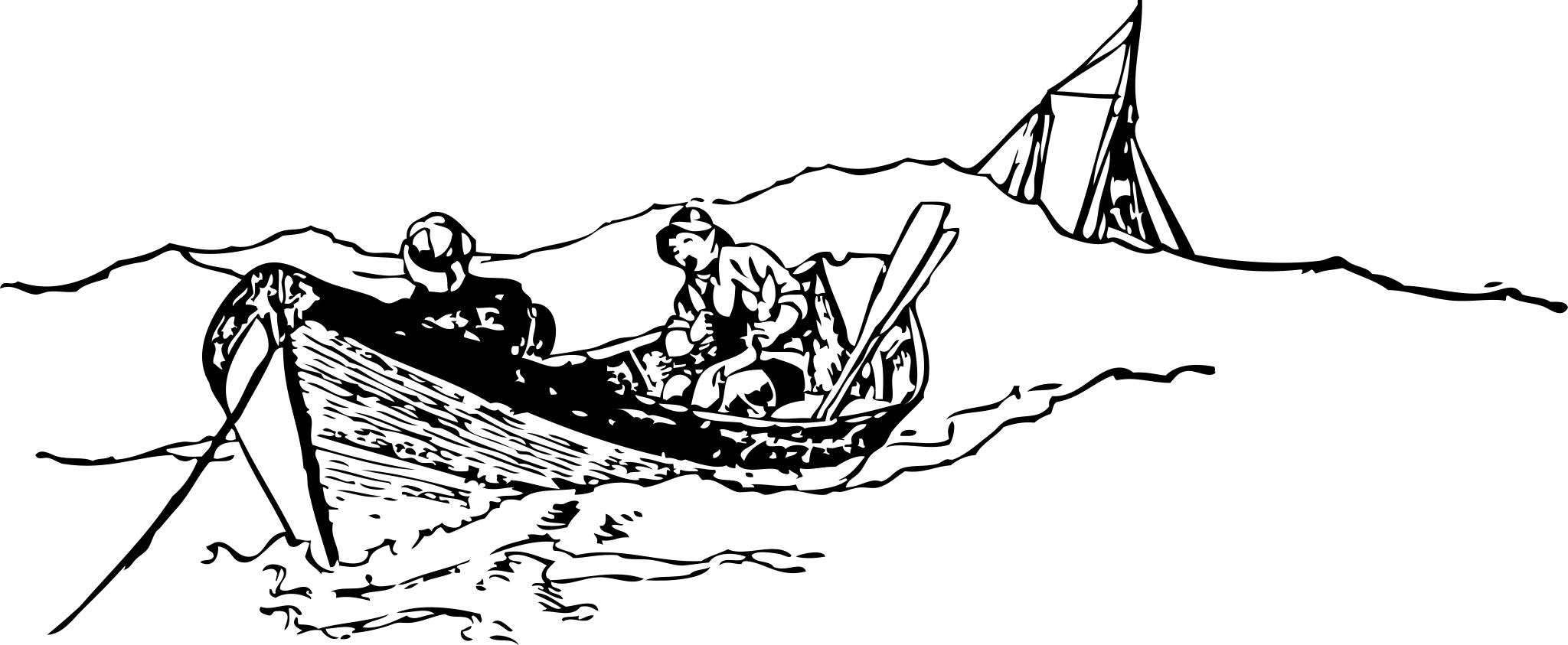 Человек в лодке рисунок
