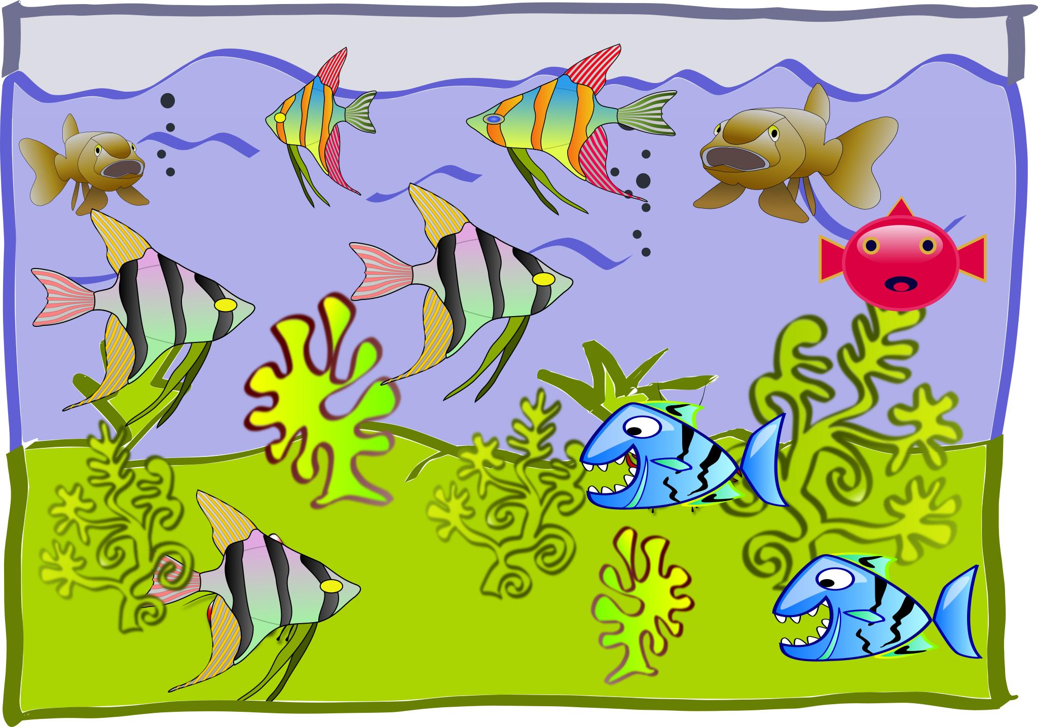 Иллюстрация рыбки в аквариуме