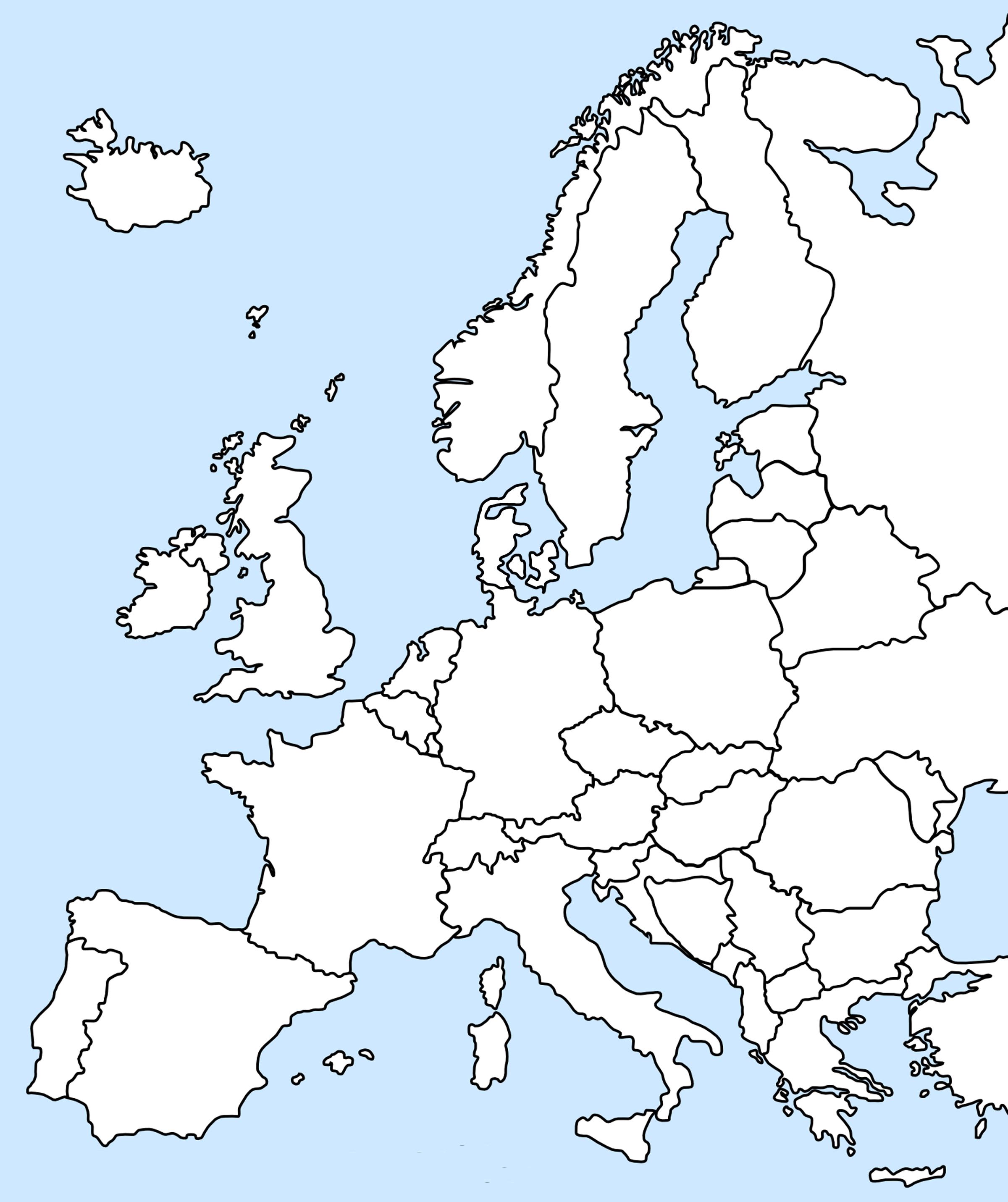 Карта Европы белая