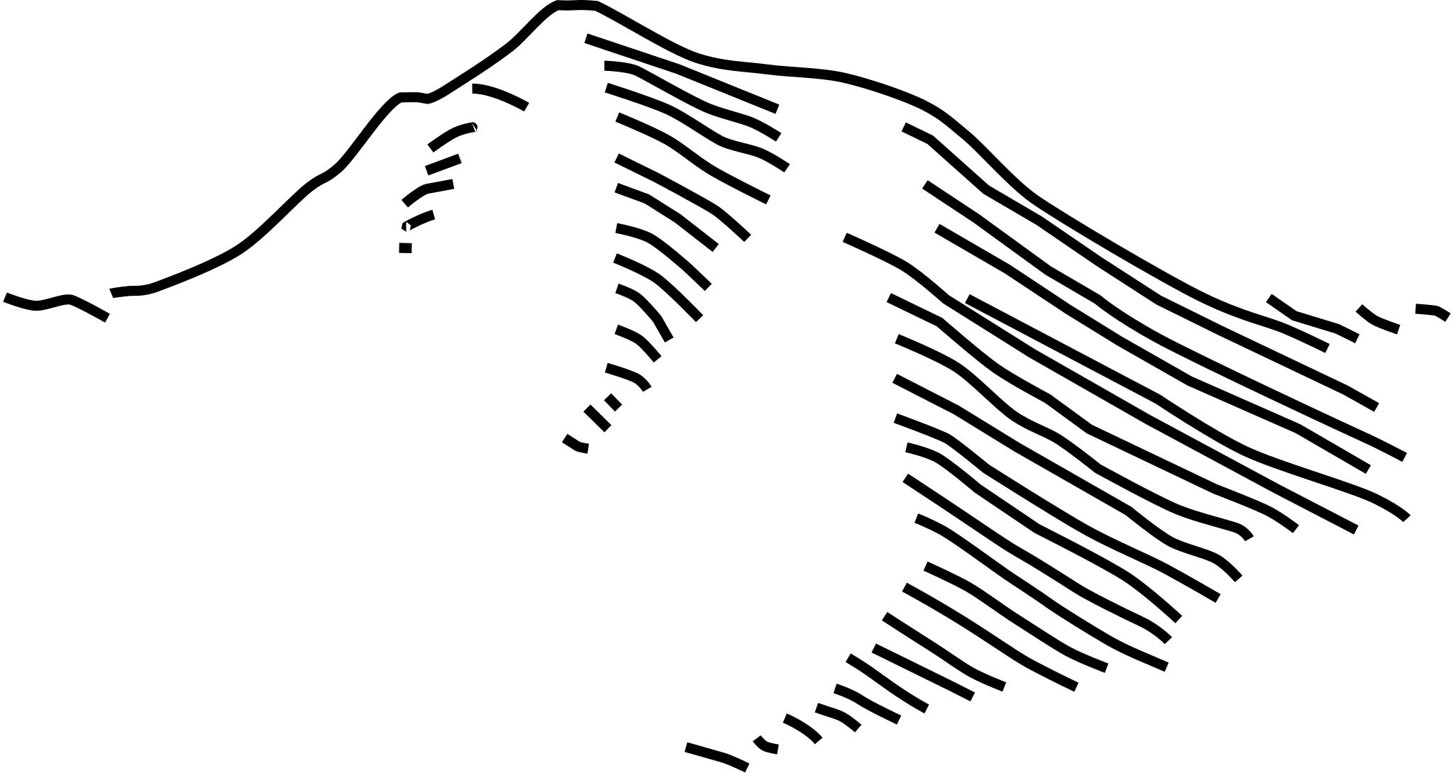 Знак холма. Горы схематично. Горы очертания. Контур гор. Векторные горы.