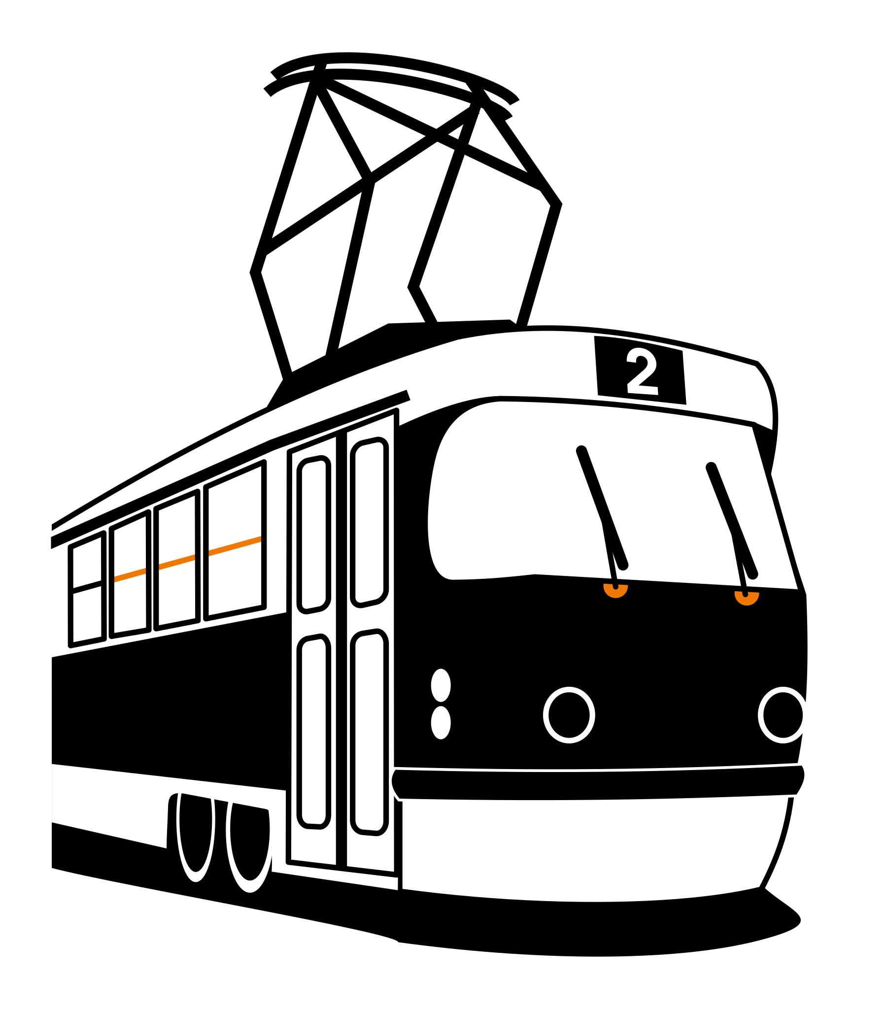 Трамвай на белом фоне