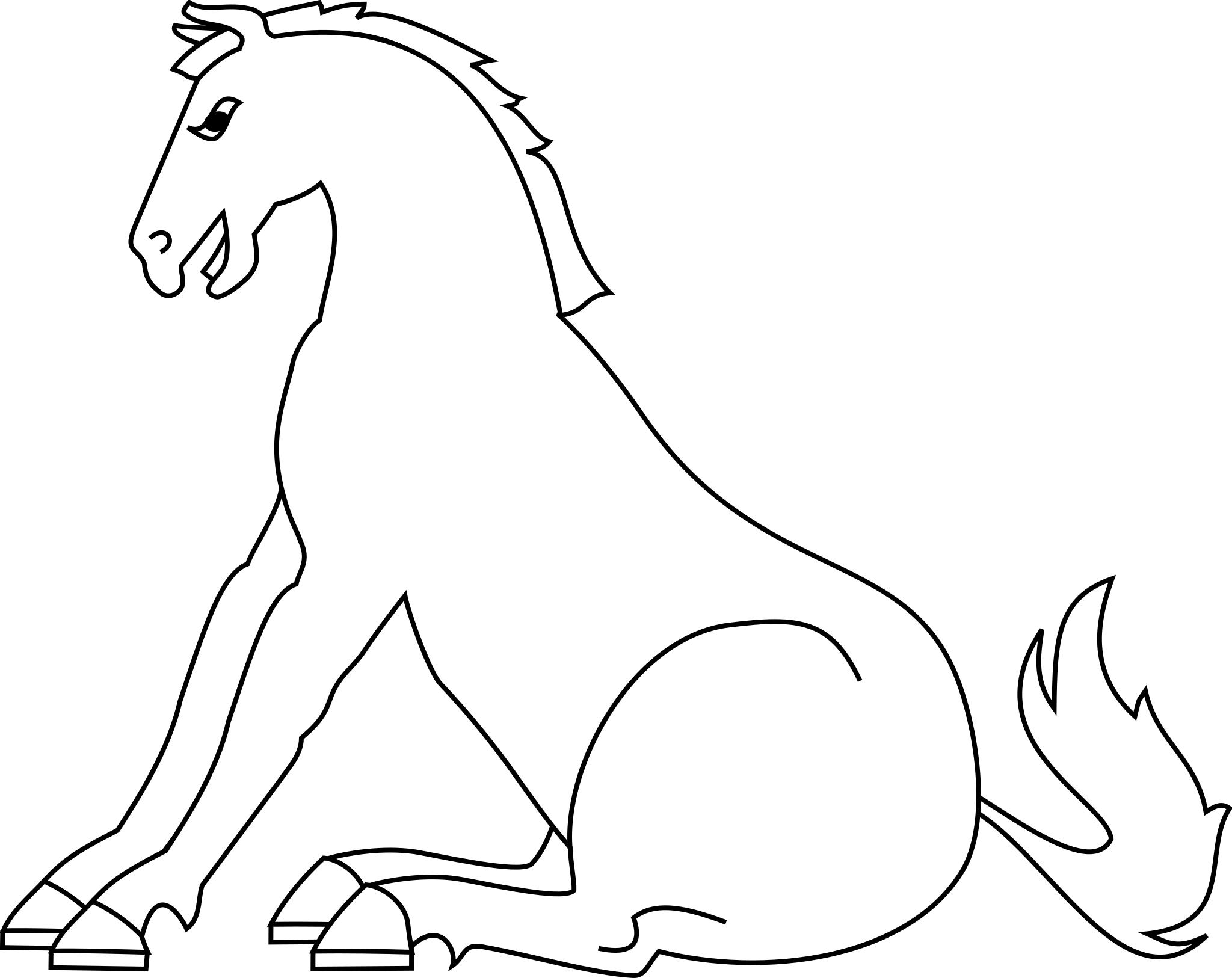 Лошадь сидит рисунок