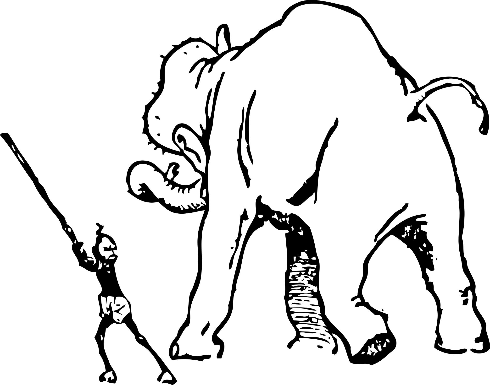 Рисунок слон и мальчик