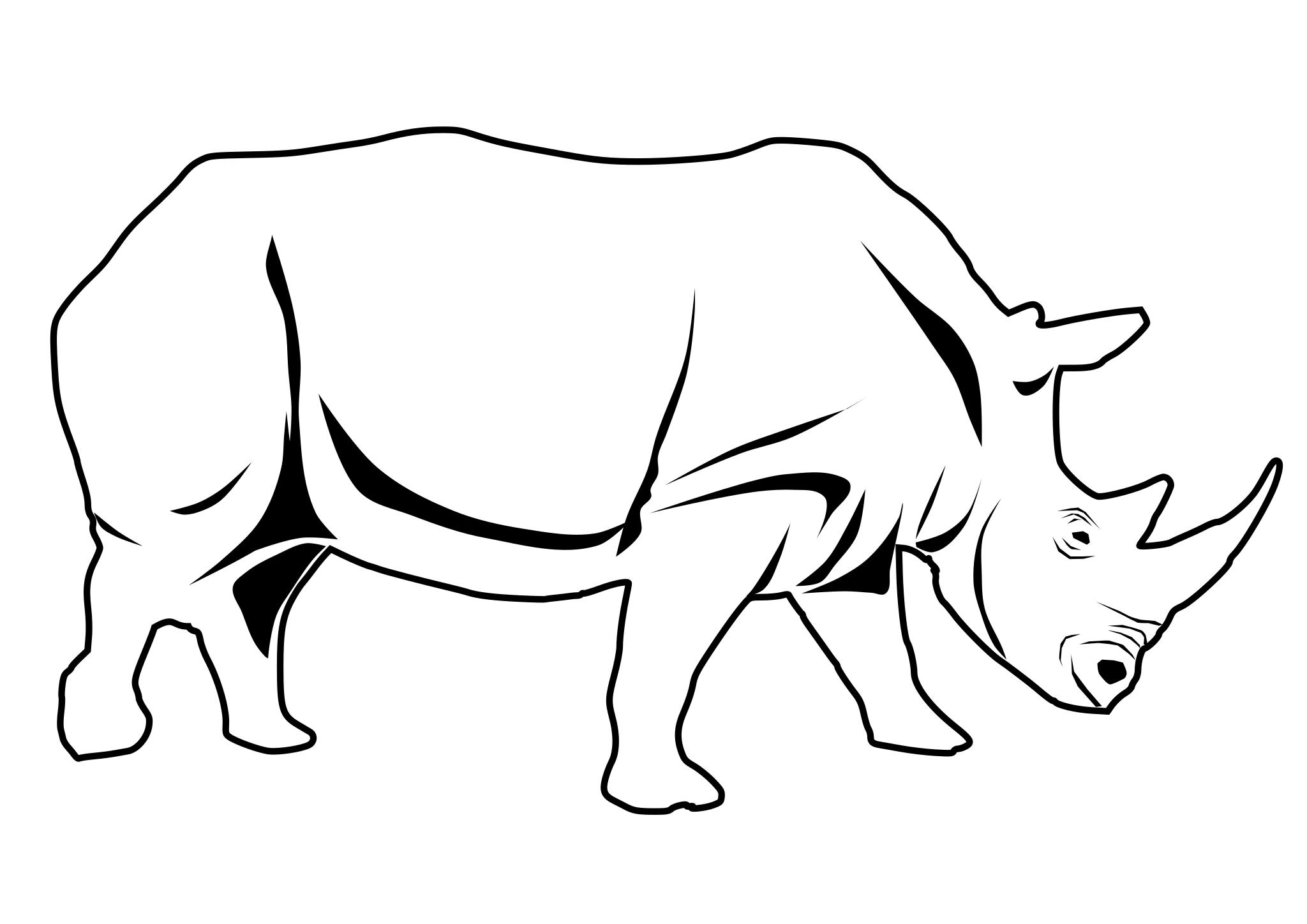 Носорог рисунок контур