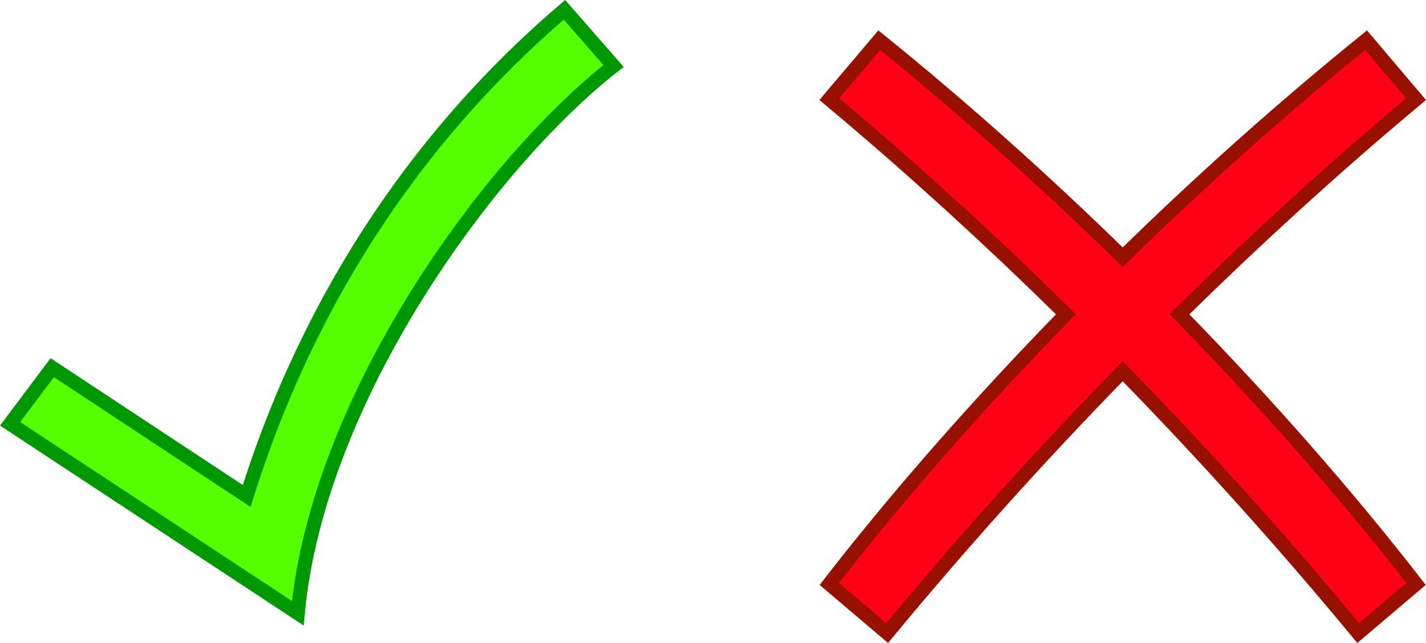 Зеленая галочка и красный крестик