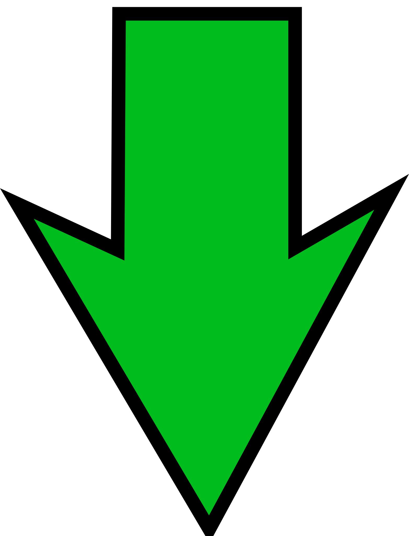 Green down. Green arrow down. Sharp arrows.