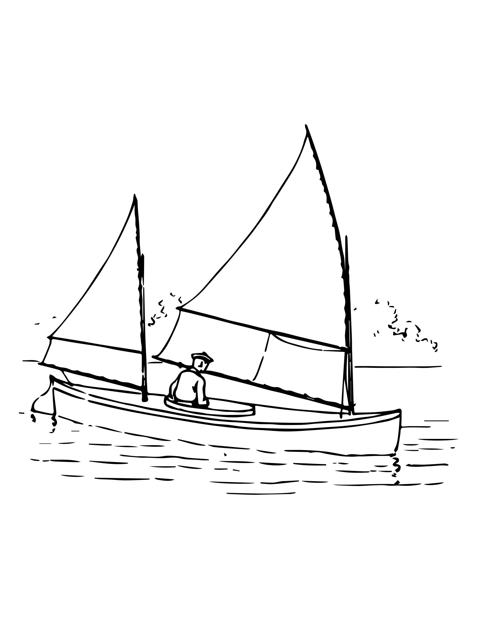 Нарисовать лодку с парусом