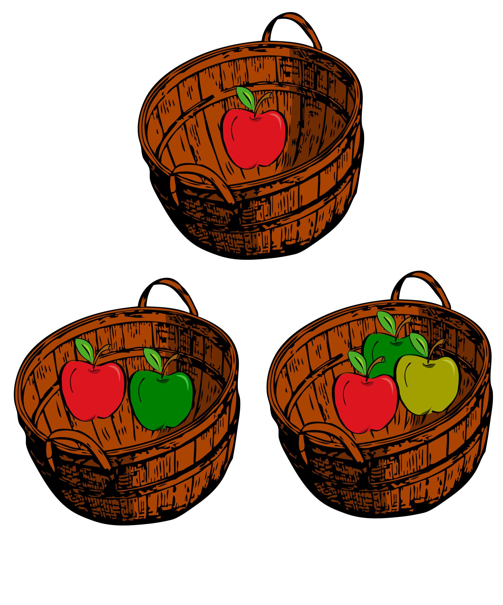 Корзина с тремя яблоками