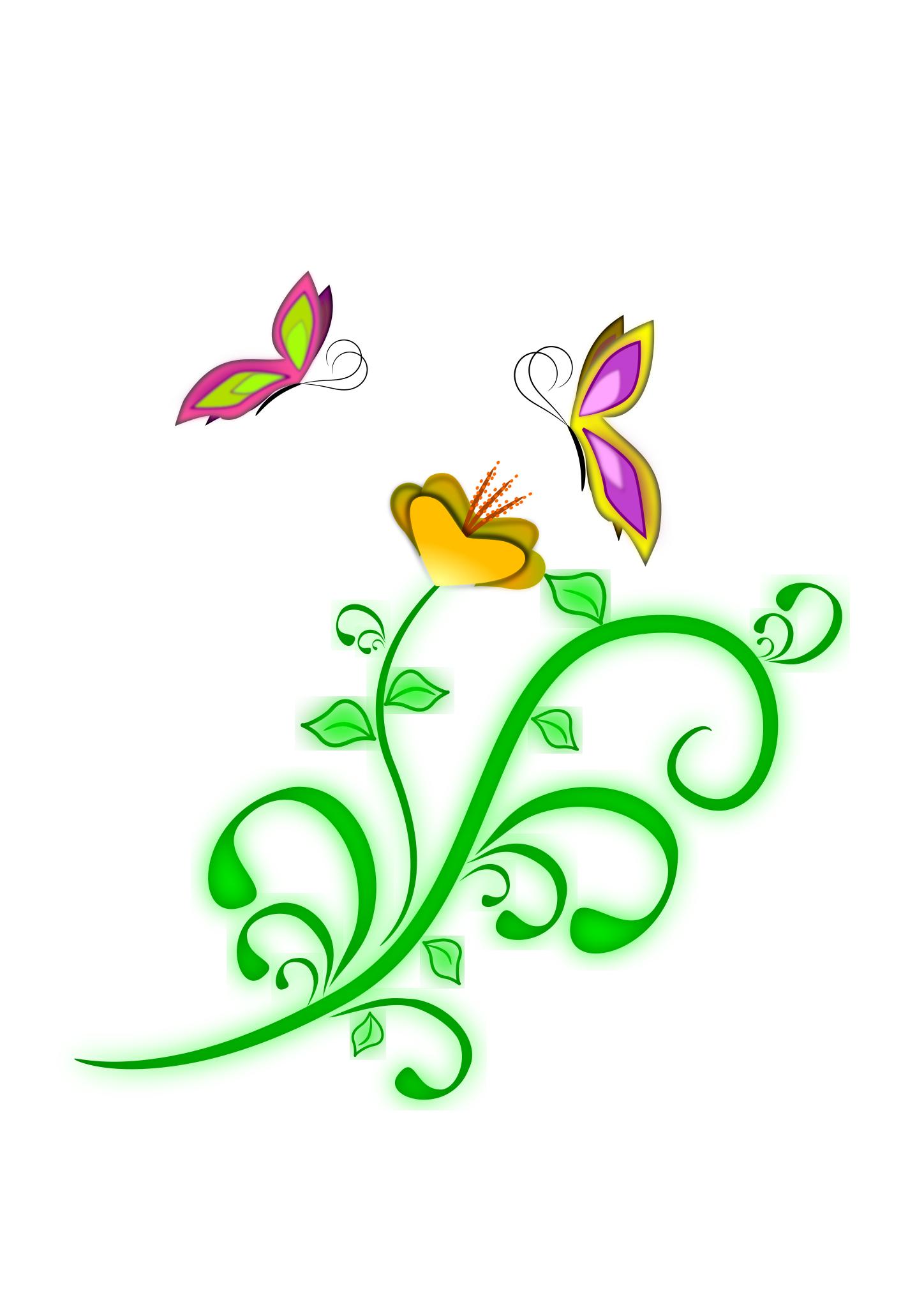 Цветочный орнамент с бабочками
