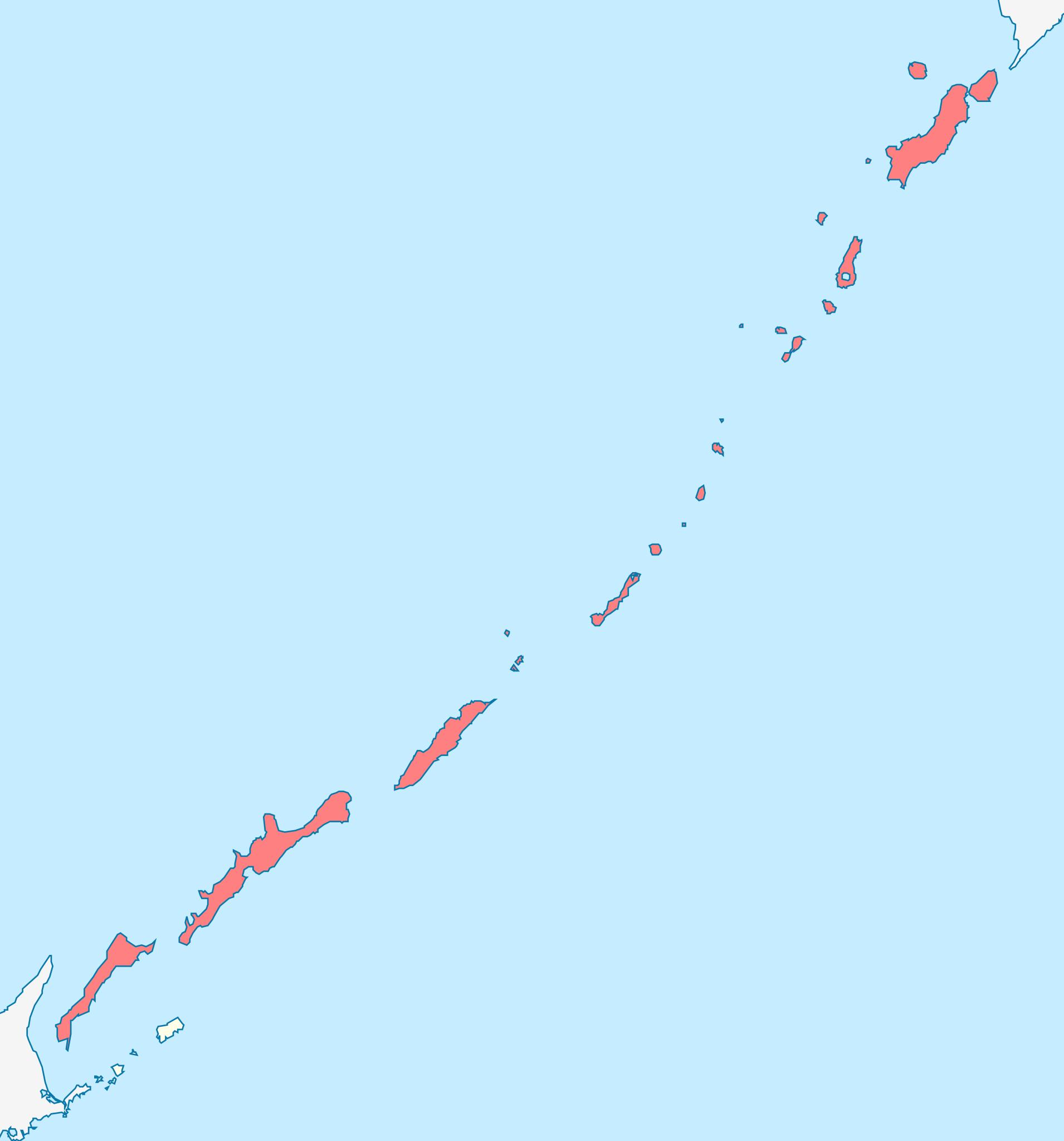 Контур острова Сахалина и Курильских островов