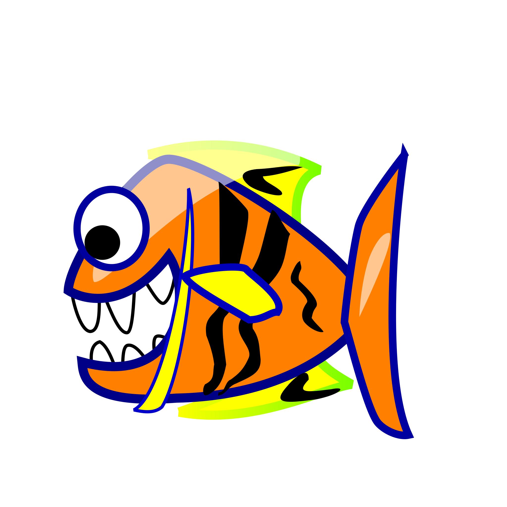Злые мультяшные рыбы оранжевая