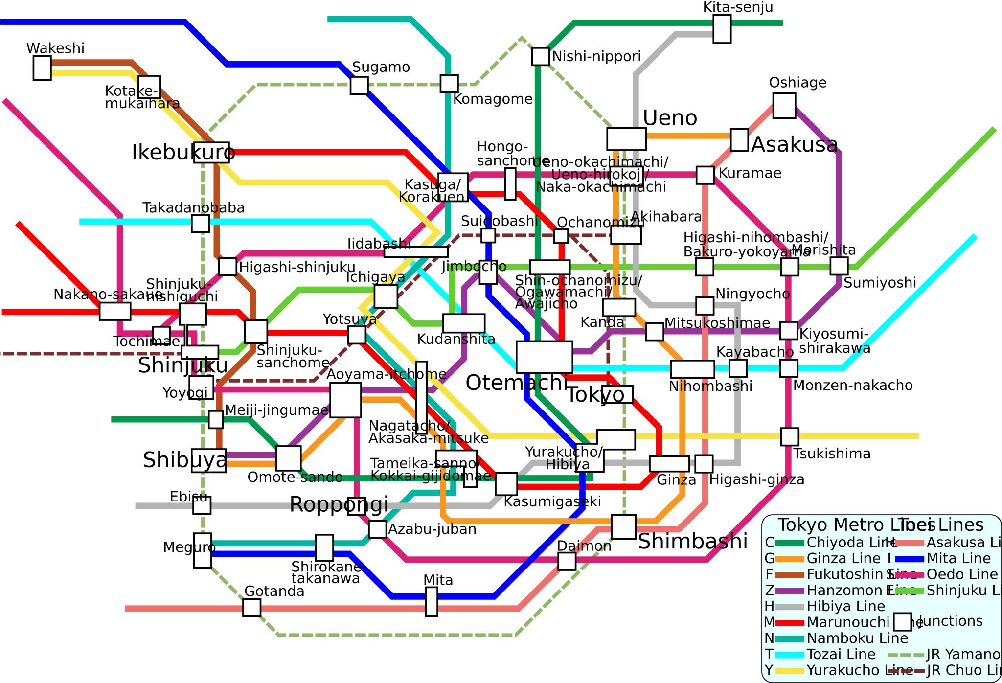 схема метро в японии