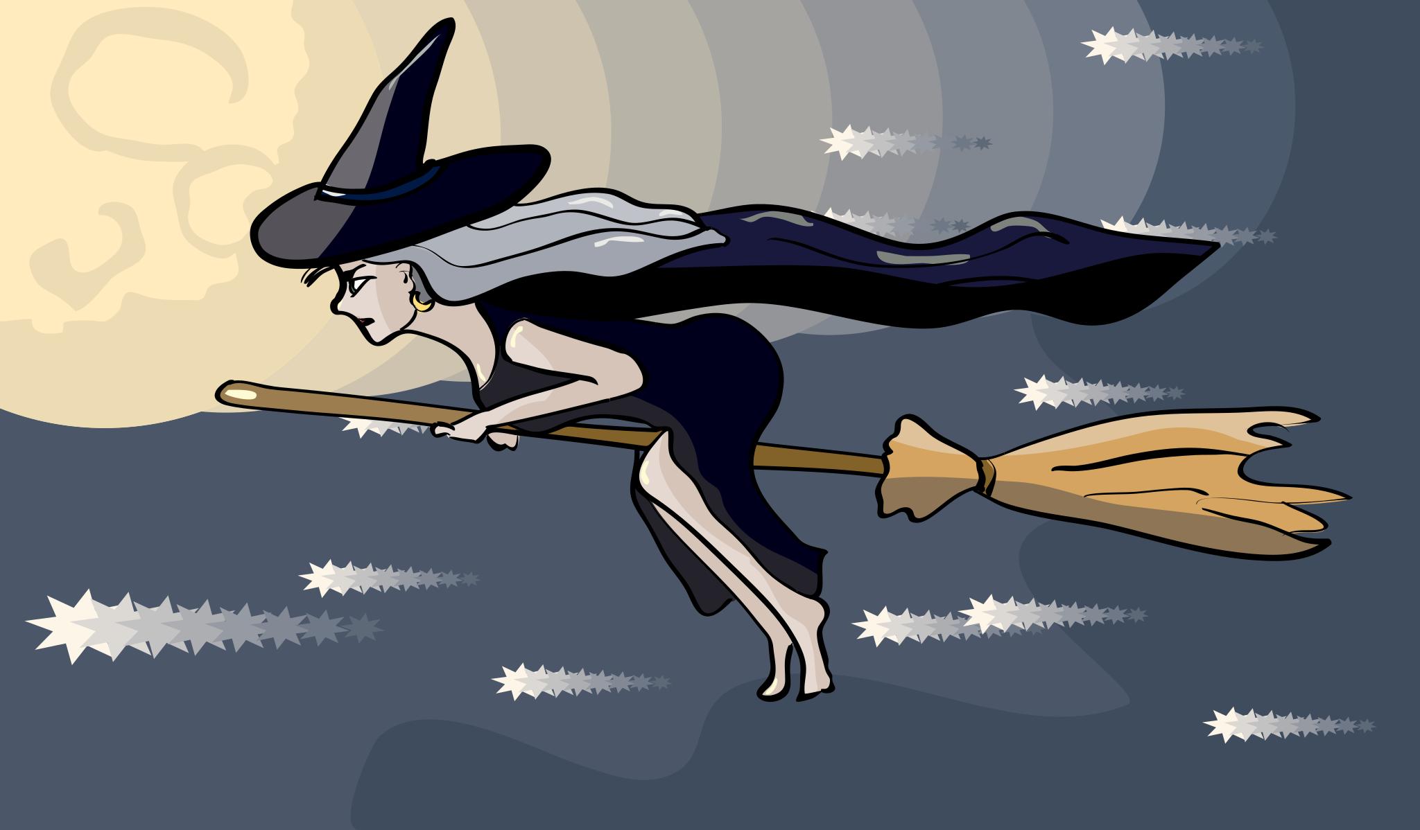 Веселая ведьма на метле