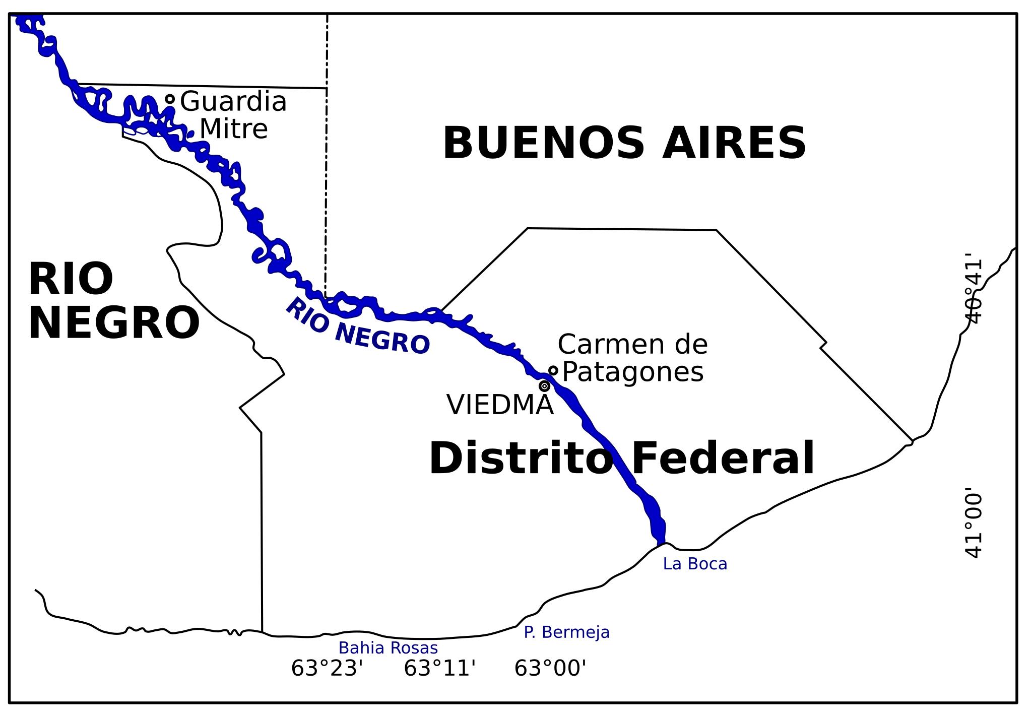 Водохранилище Рио Негро на карте Южной Америки