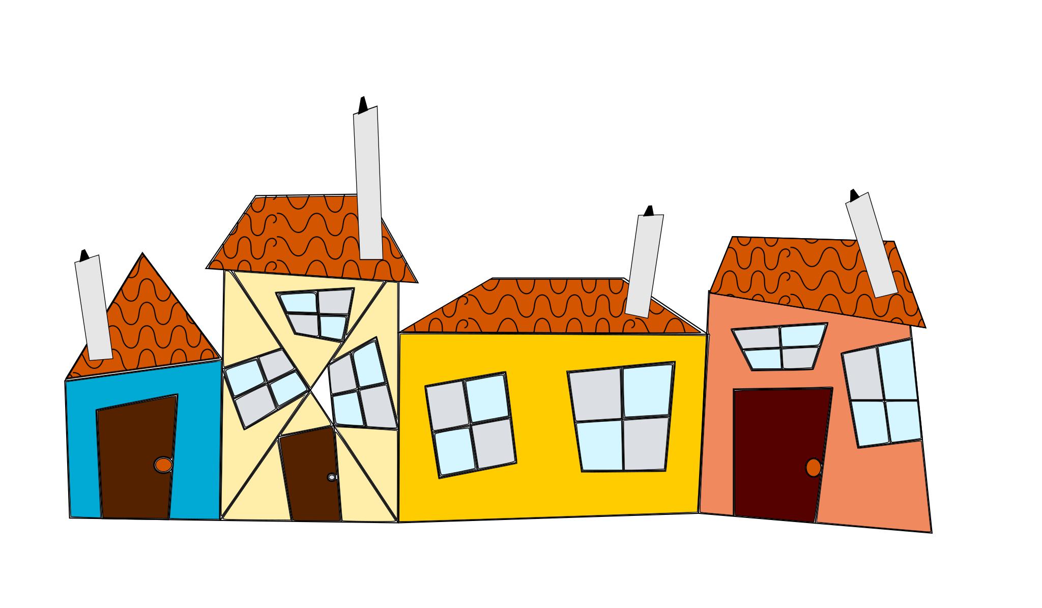 Нарисованные крыши домов