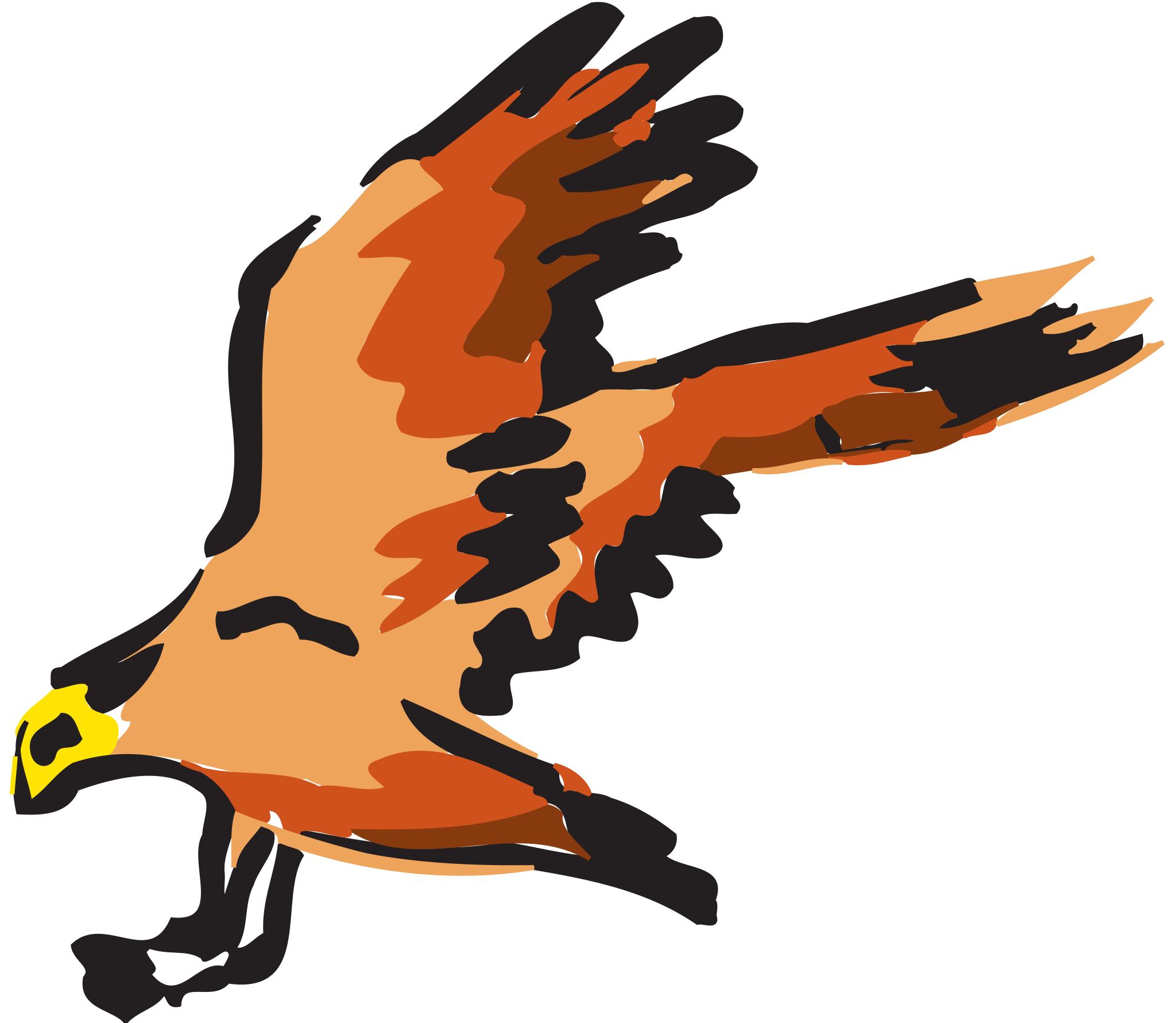 Птица в полете рисунок с оранжевыми перьями
