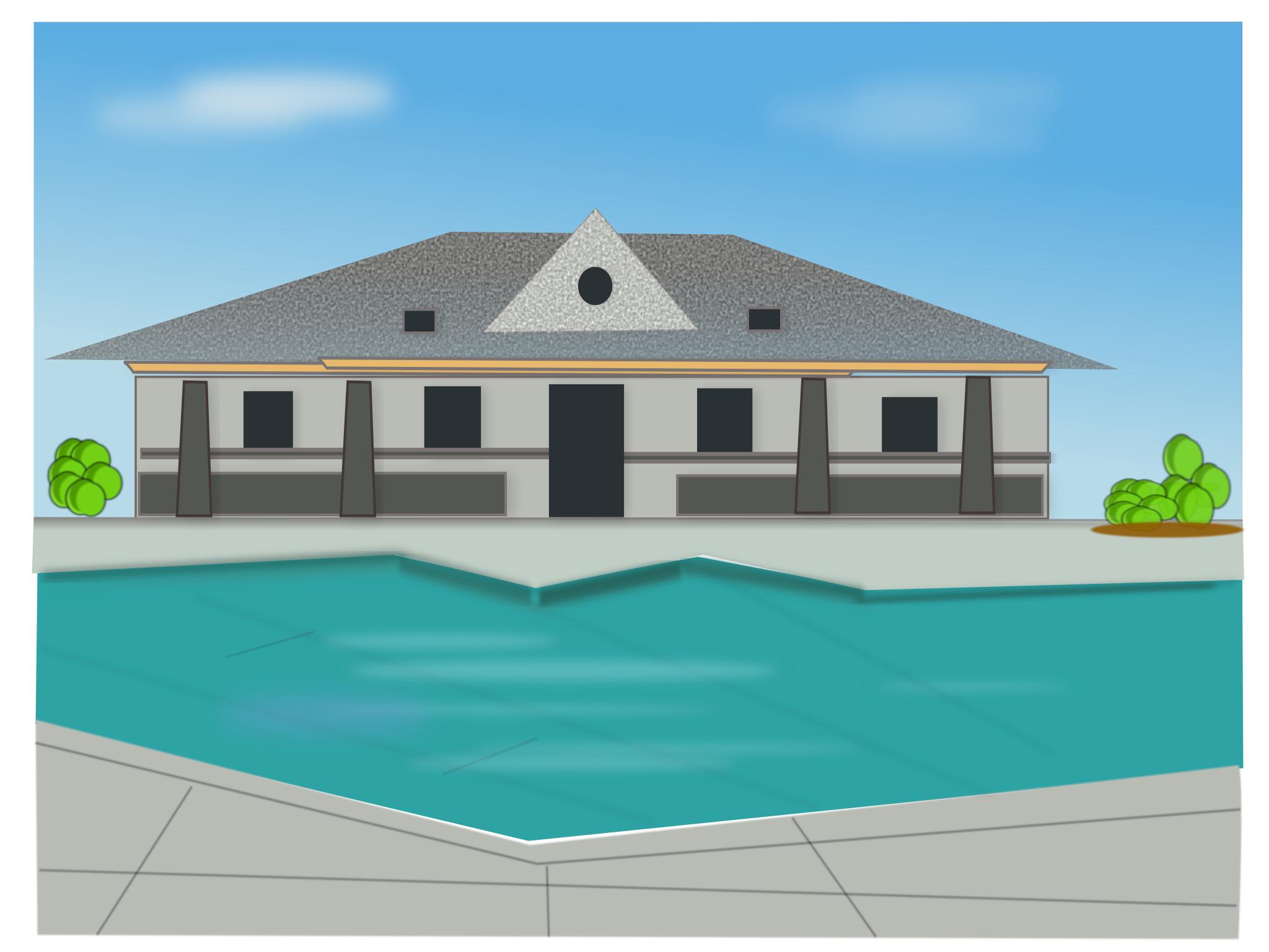 Рисовать дом с бассейном