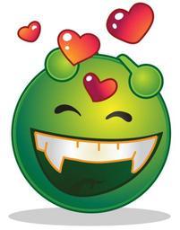 Smiley green alien happy love.svg